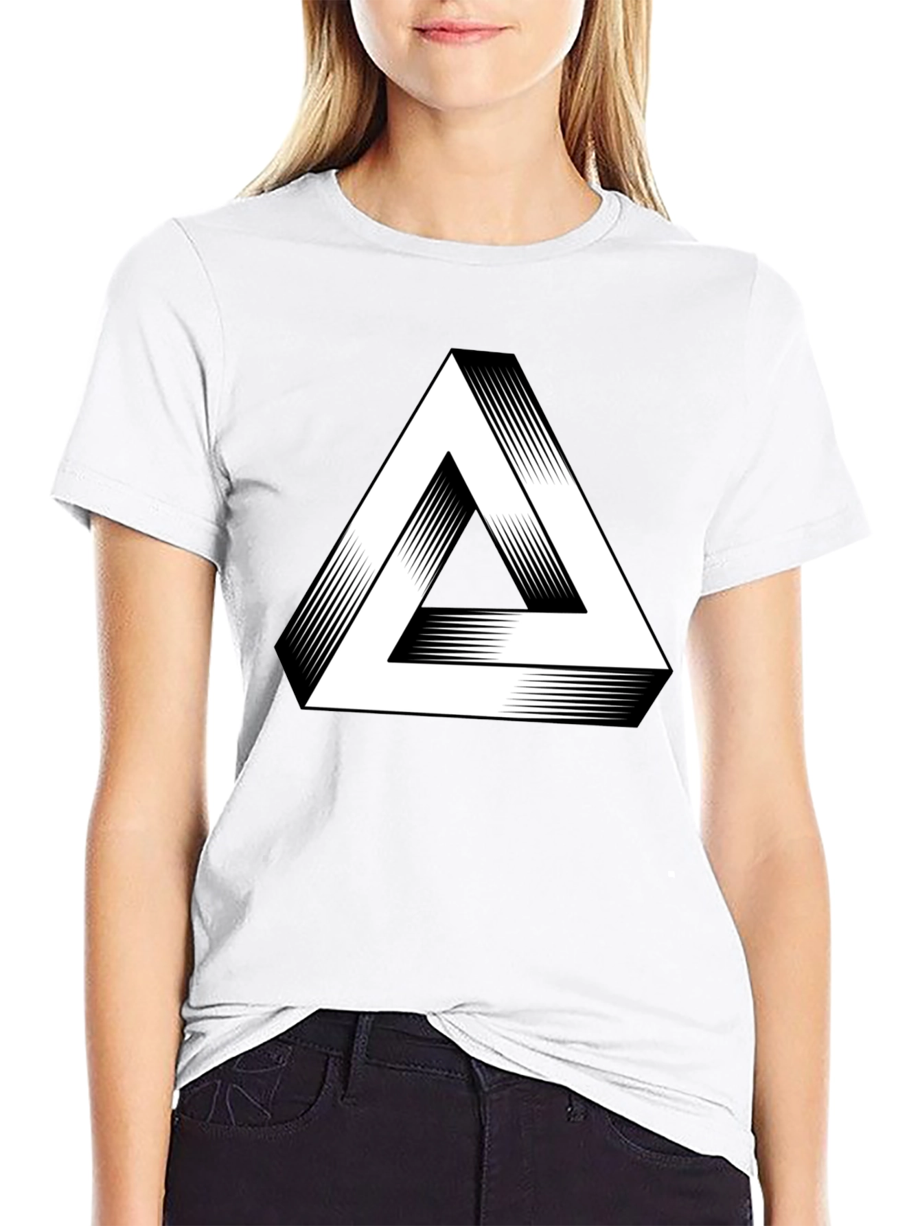 Impossible Triangle Graphic Tee - Optical Illusion T-Shirt