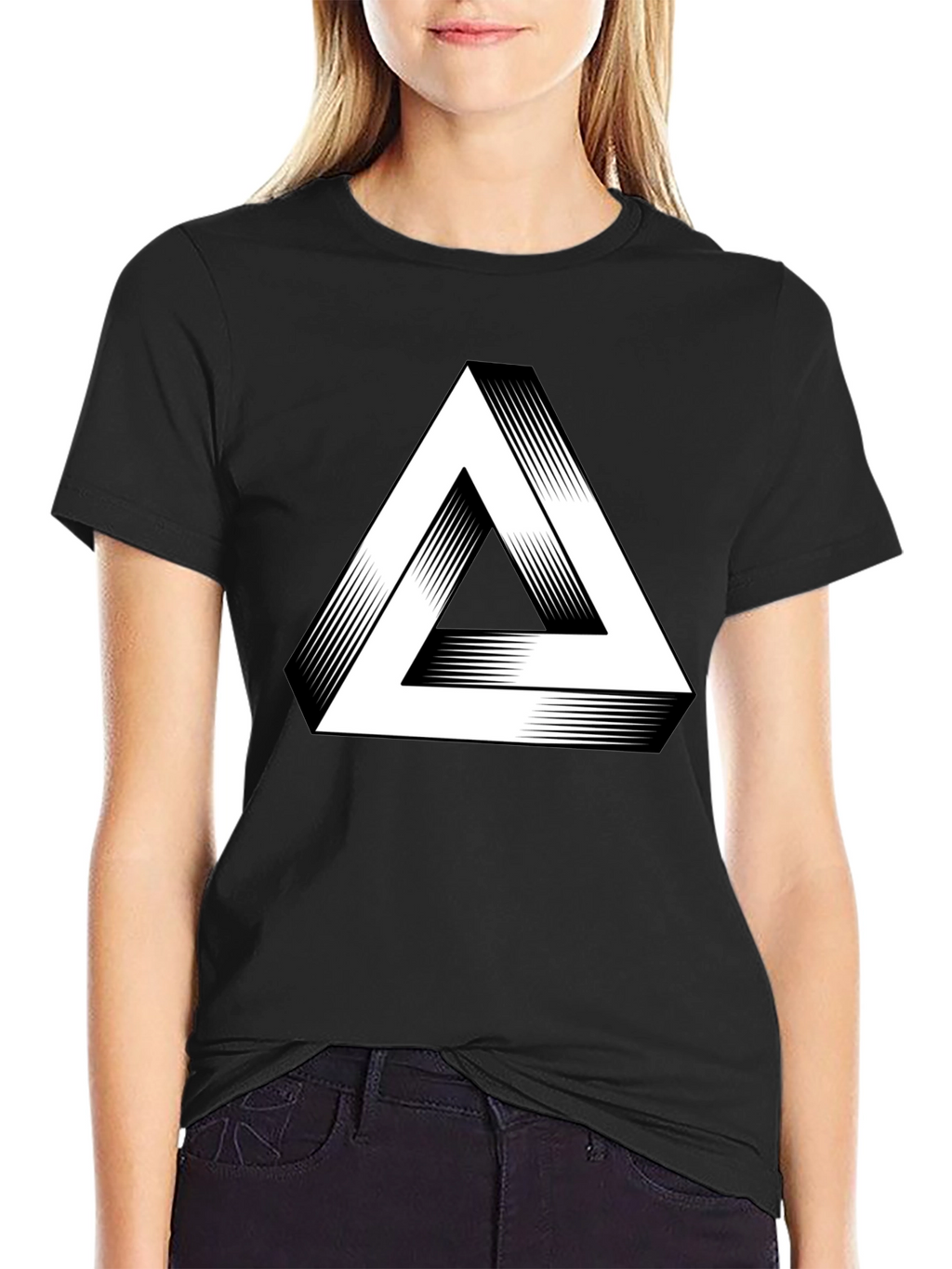 Impossible Triangle Graphic Tee - Optical Illusion T-Shirt