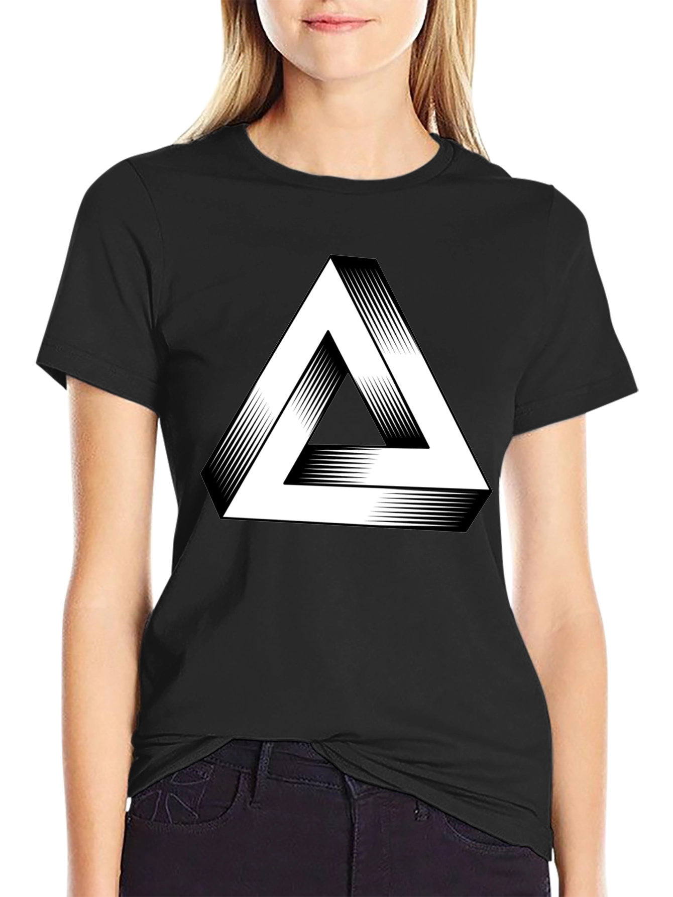 Impossible Triangle Graphic Tee - Optical Illusion T-Shirt
