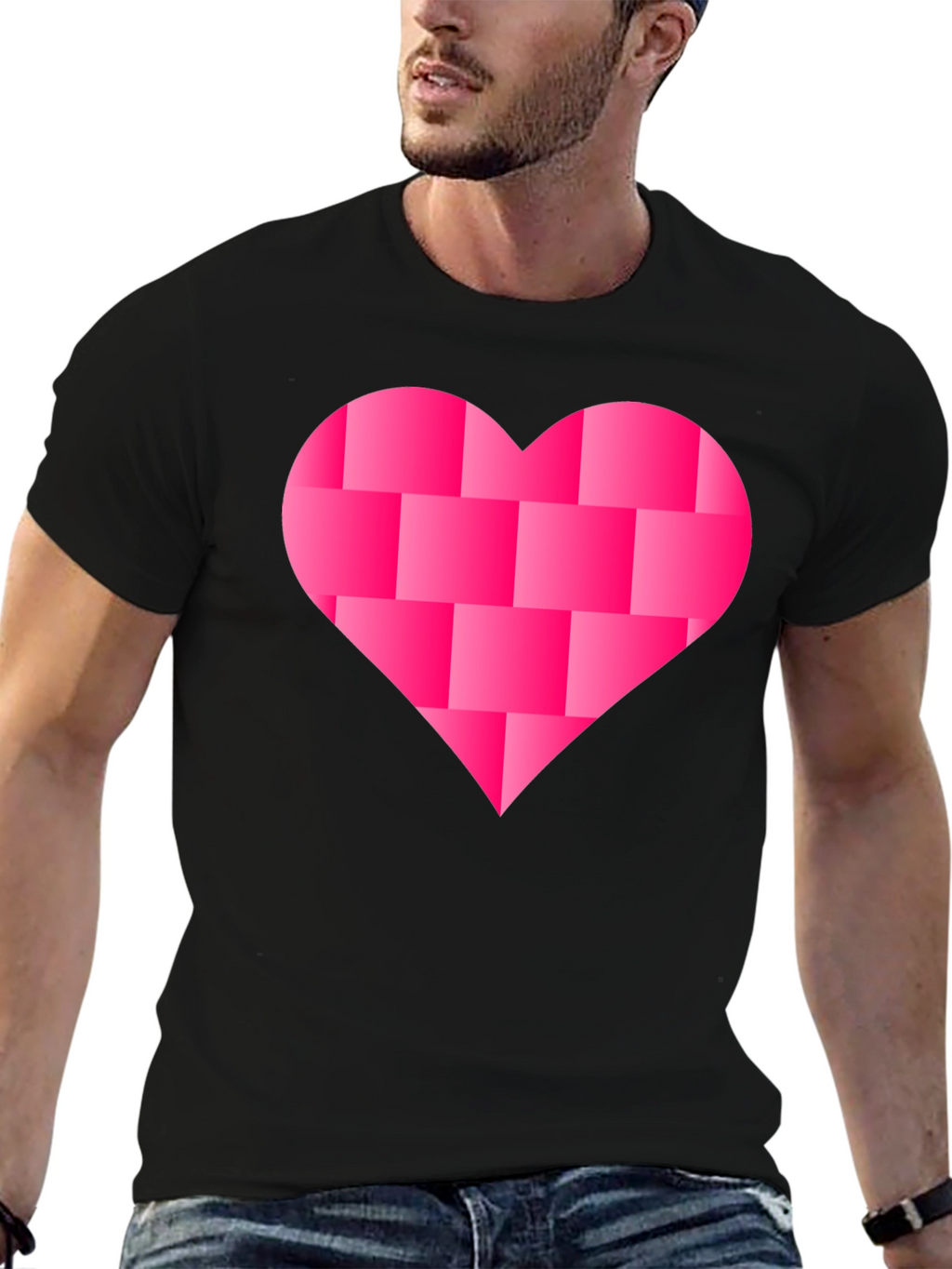 Heart Blocks Graphic Tee - Black Casual Shirt