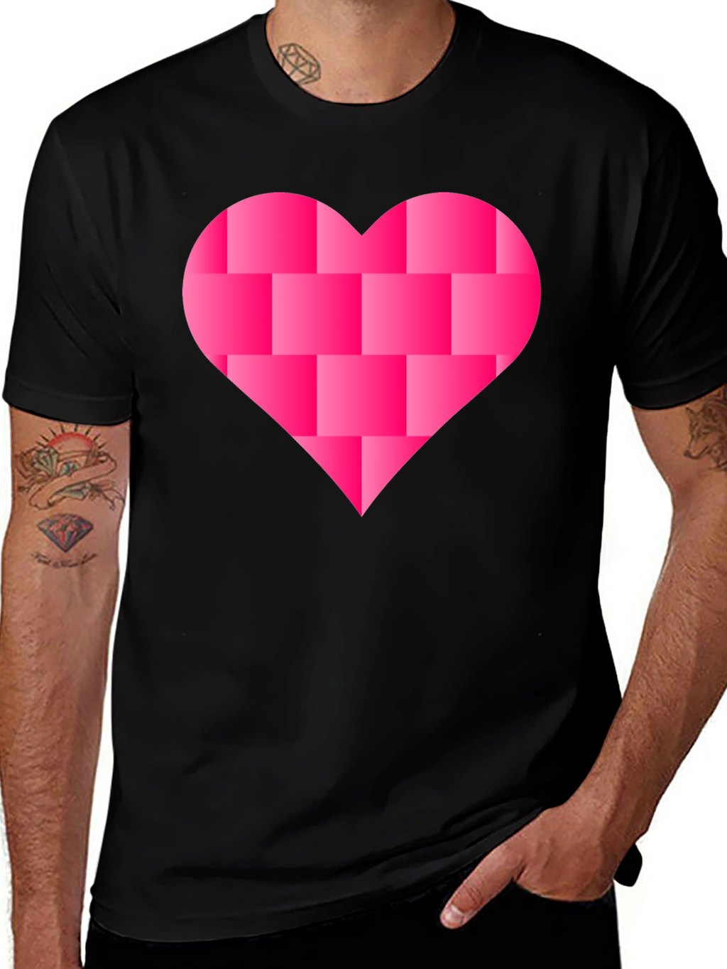 Heart Blocks Graphic Tee - Black Casual Shirt