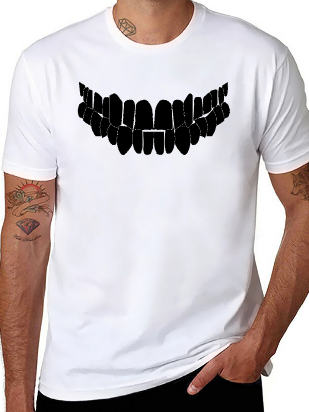 Monster Smile Graphic Tee - Black Cotton T-Shirt