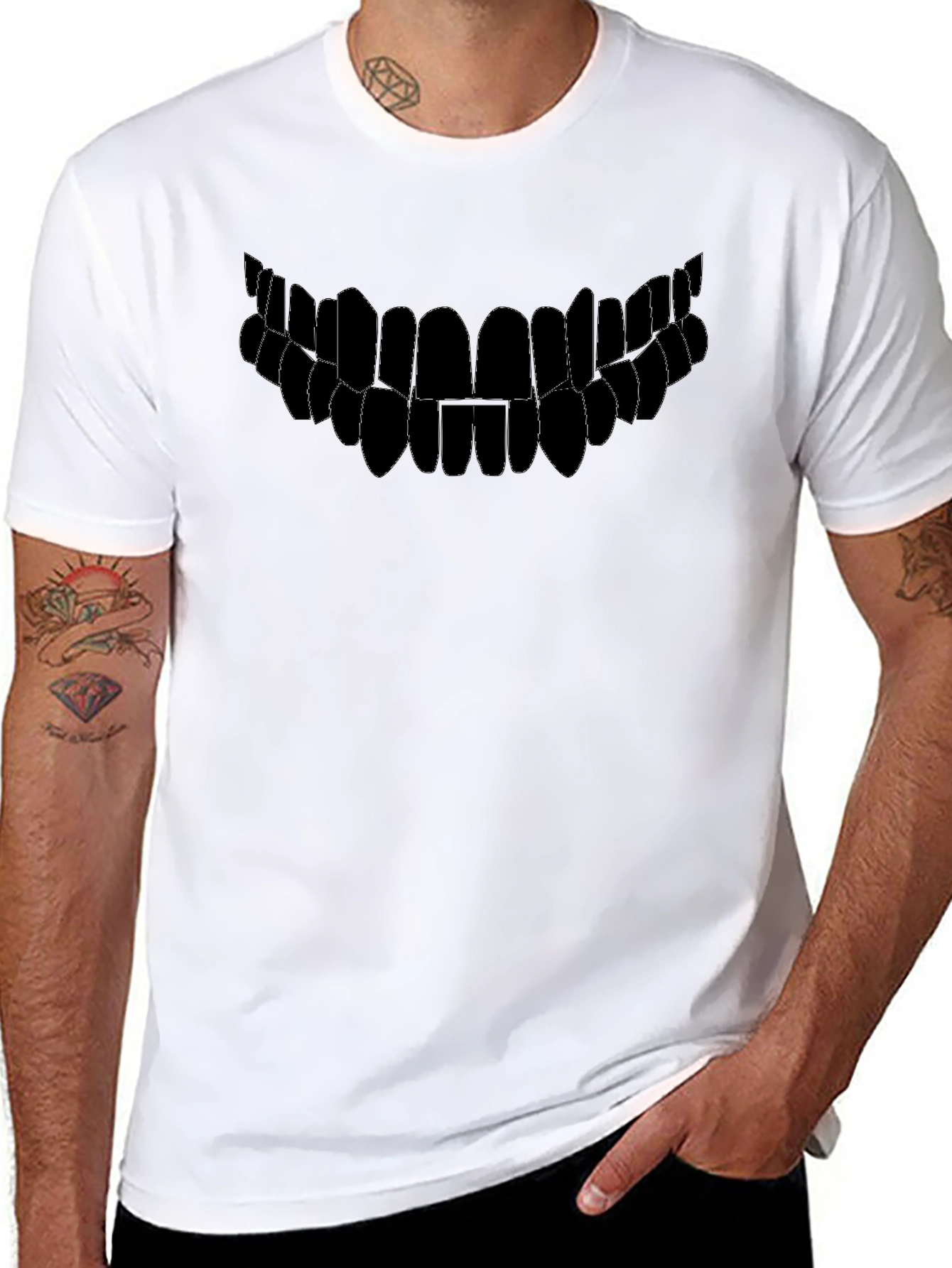 Monster Smile Graphic Tee - Black Cotton T-Shirt