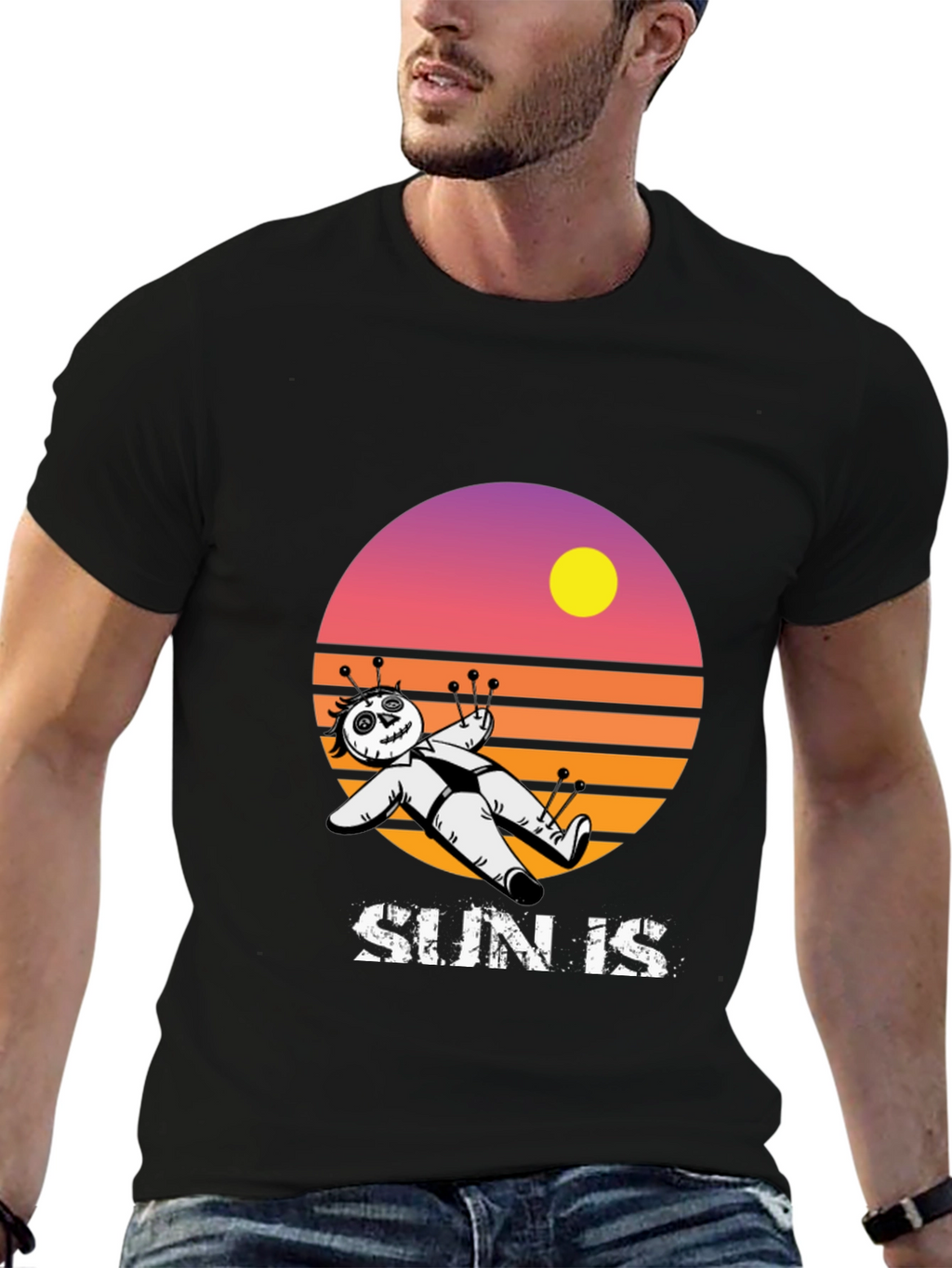 Voodoo Doll Sun Is Graphic T-Shirt - Black