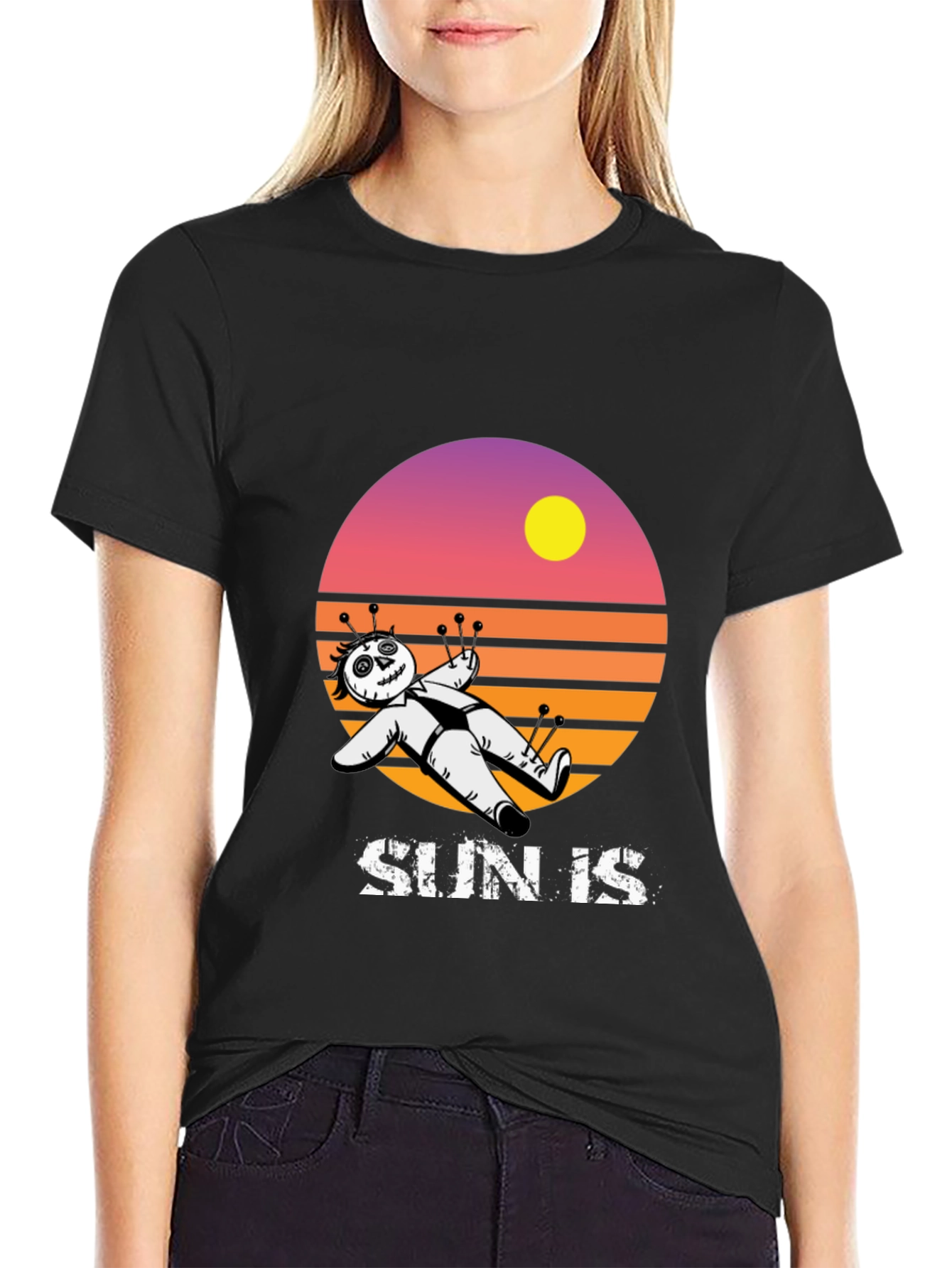 Voodoo Doll Sun Is Graphic T-Shirt - Black