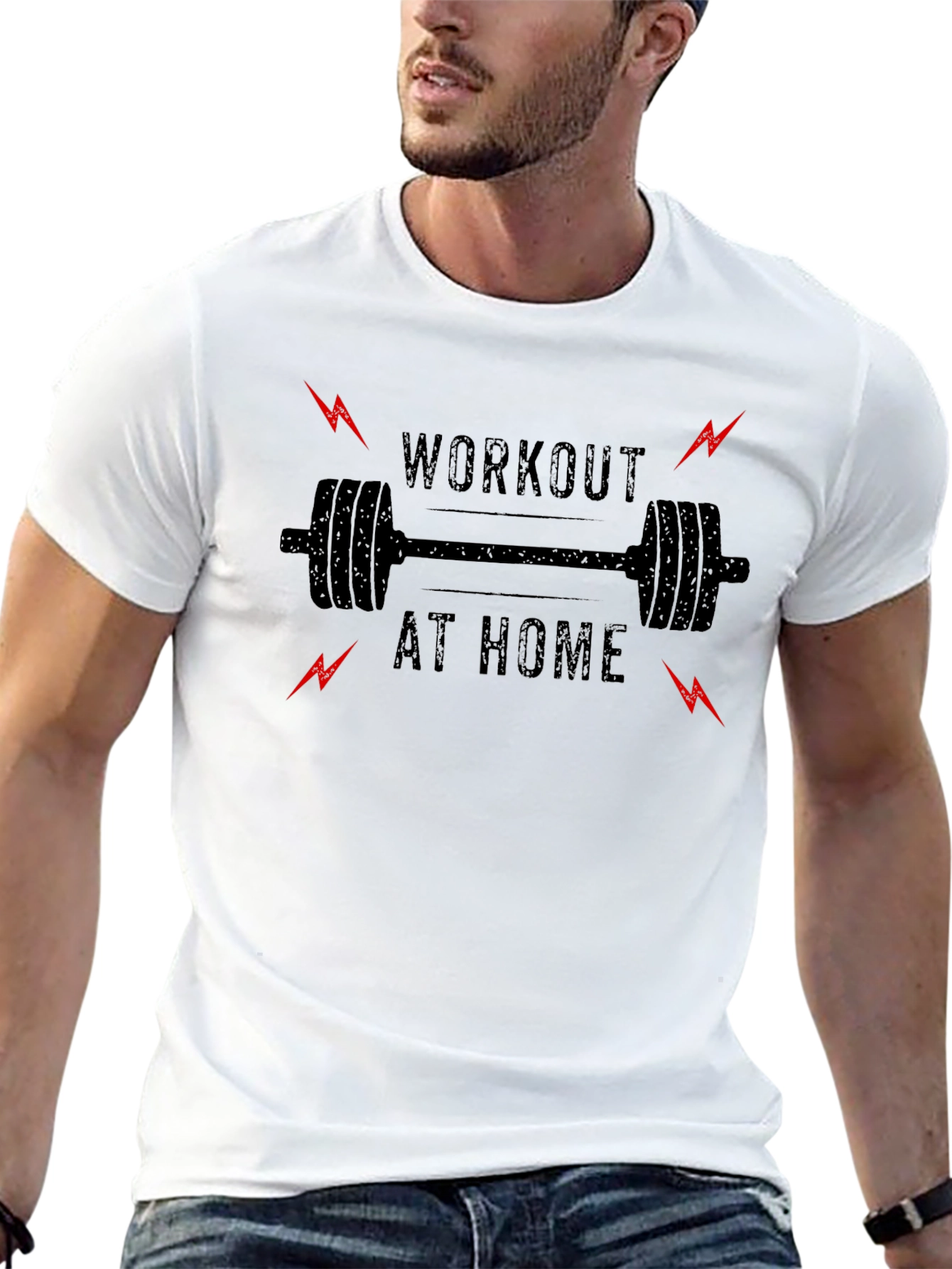 Workout at Home Black Graphic T-Shirt