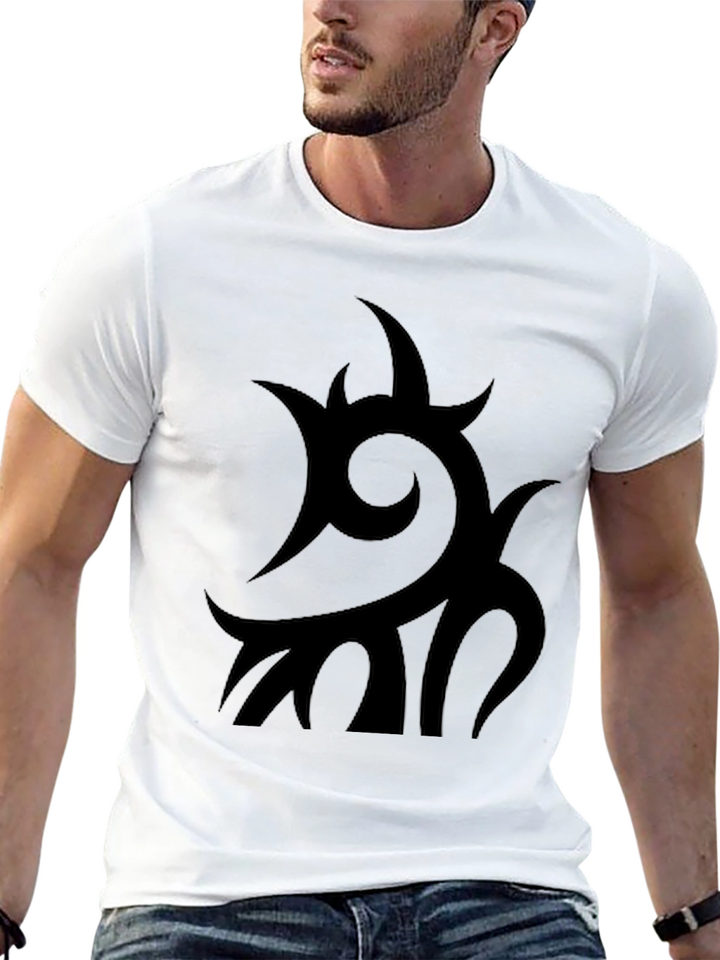 Black Tribal Graphic T-Shirt - Modern Style