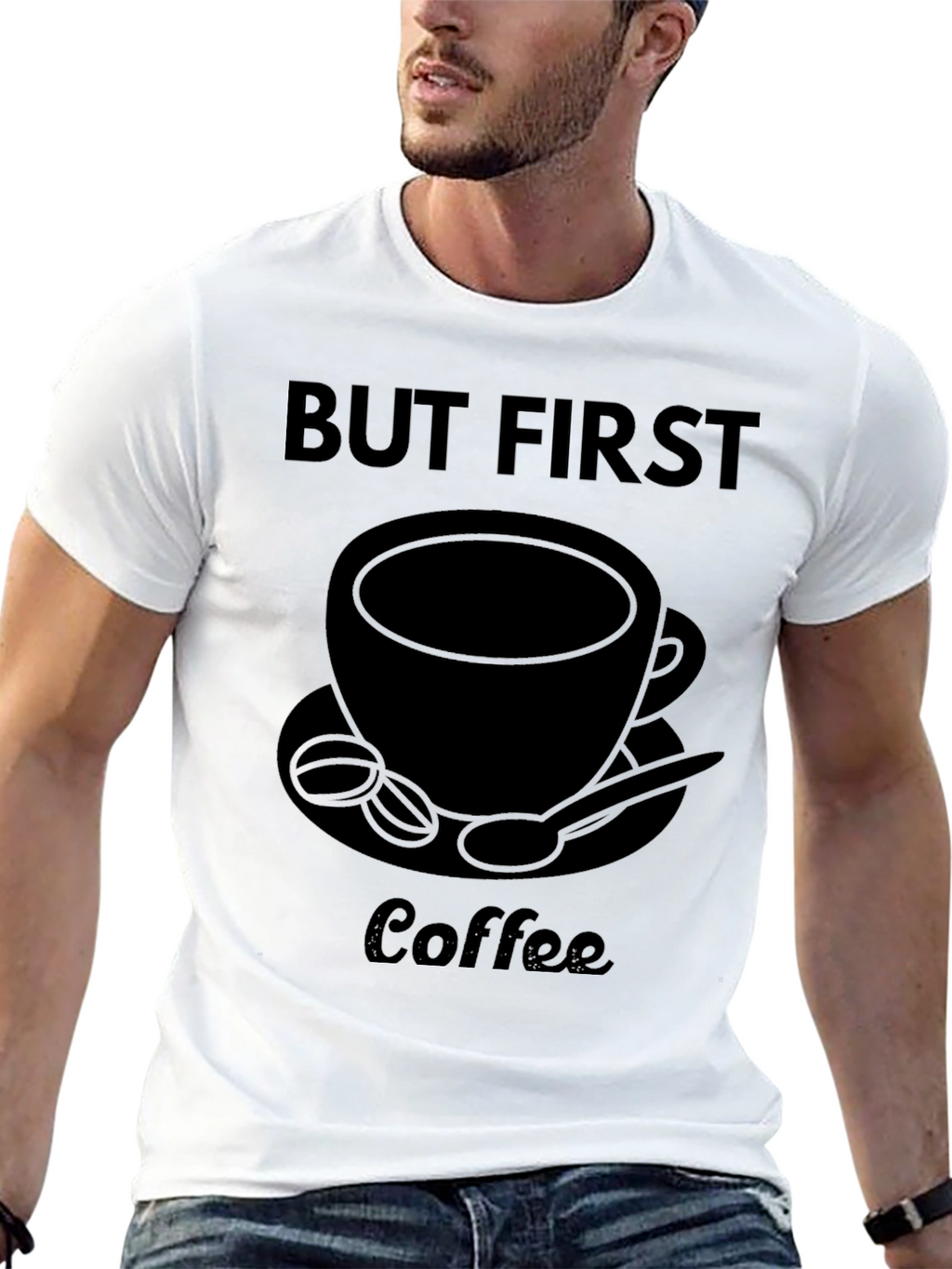 But First Coffee Graphic Tee - Unisex Black T-Shirt