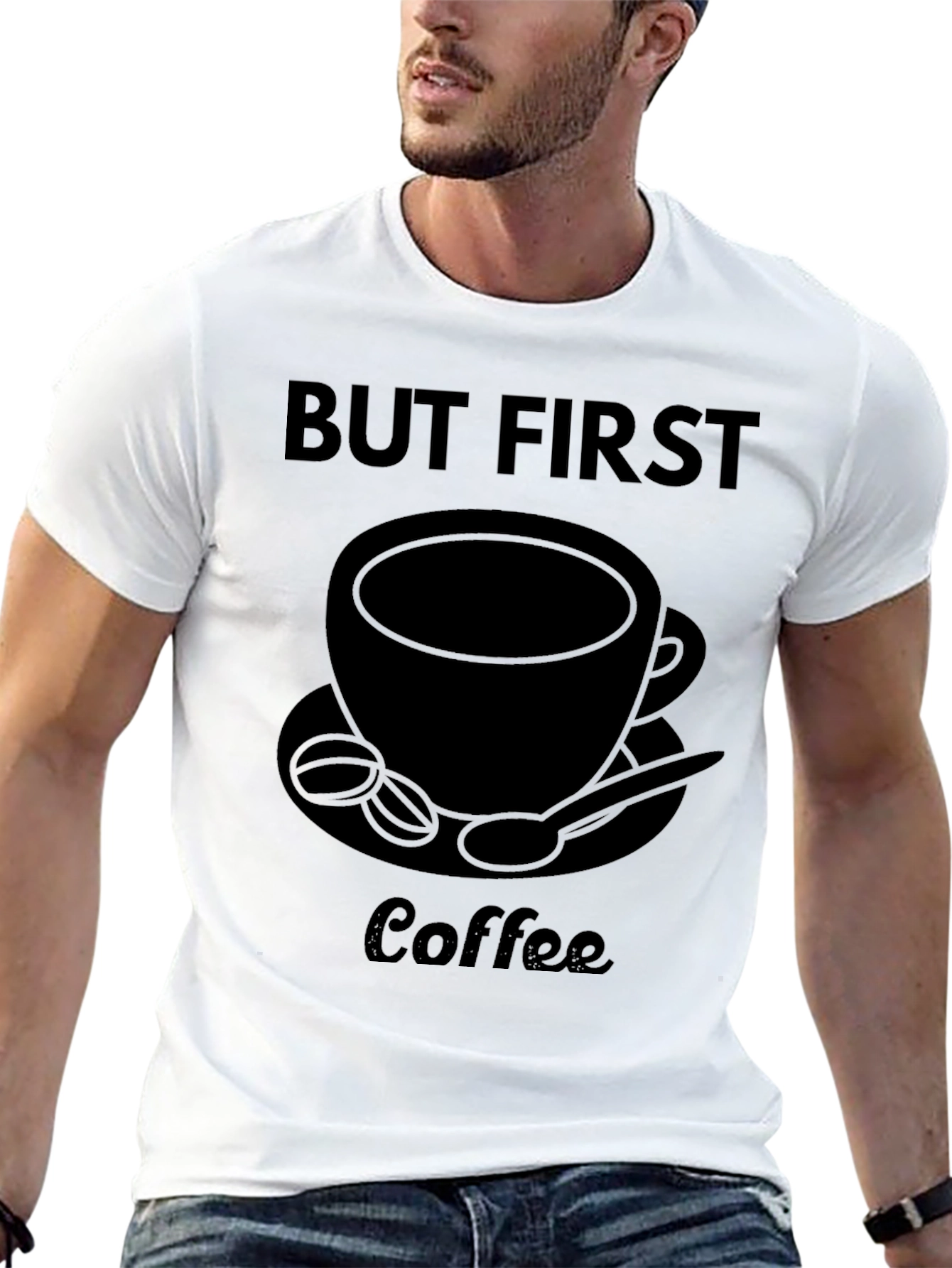 But First Coffee Graphic Tee - Unisex Black T-Shirt