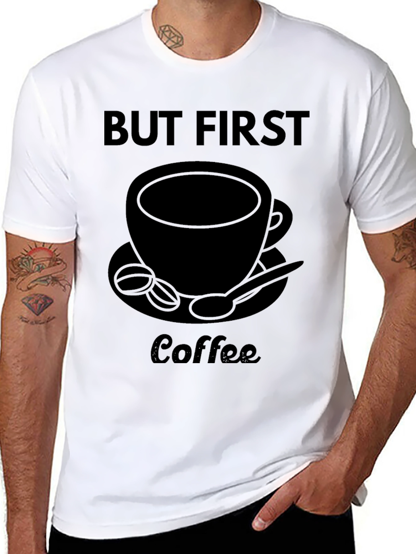 But First Coffee Graphic Tee - Unisex Black T-Shirt
