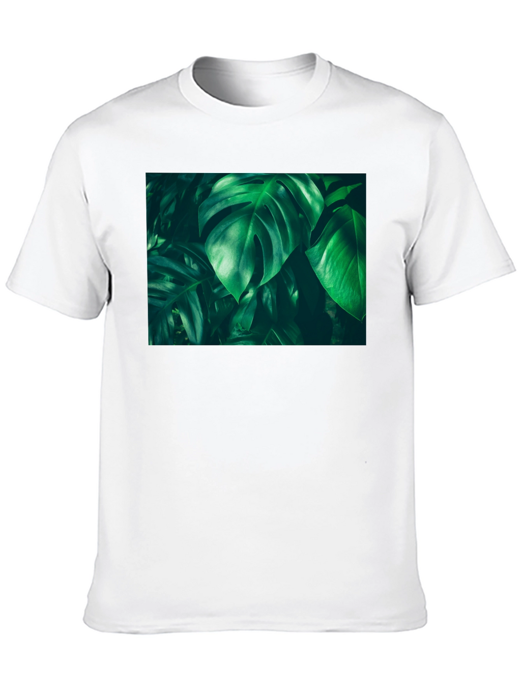 Tropical Leaf Print Black T-Shirt