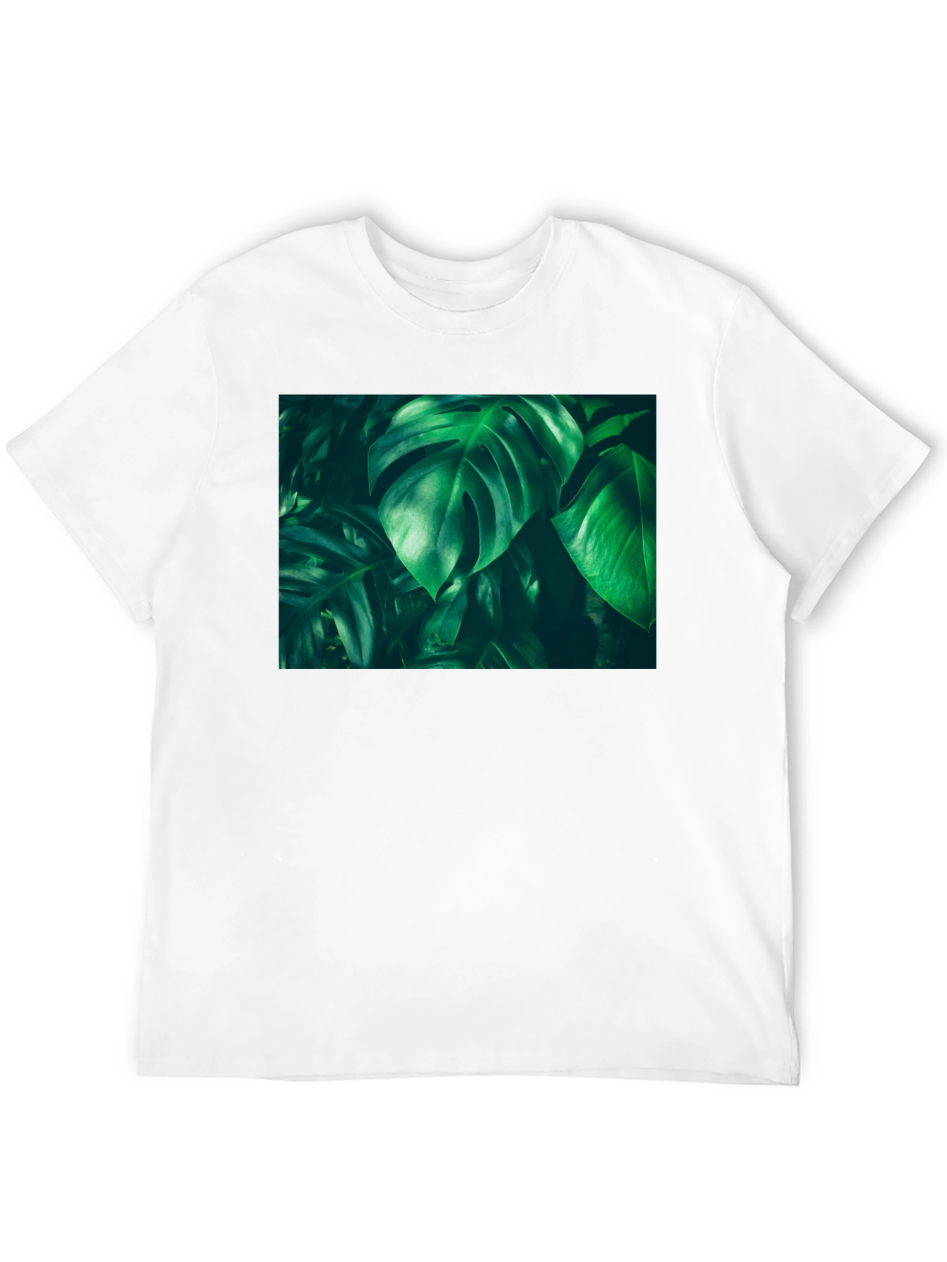 Tropical Leaf Print Black T-Shirt