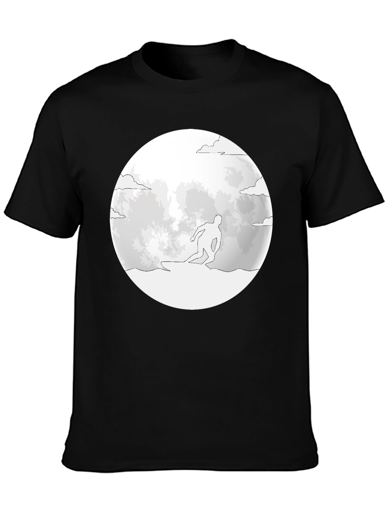 Surfing Moon T-Shirt - Black Tee