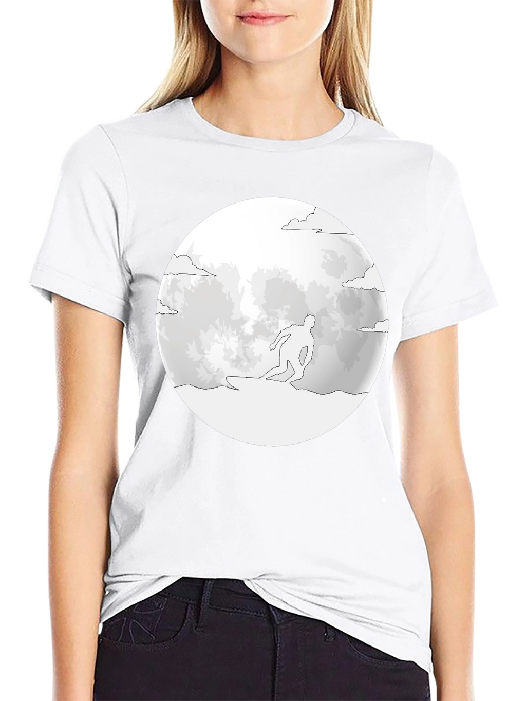 Surfing Moon T-Shirt - Black Tee