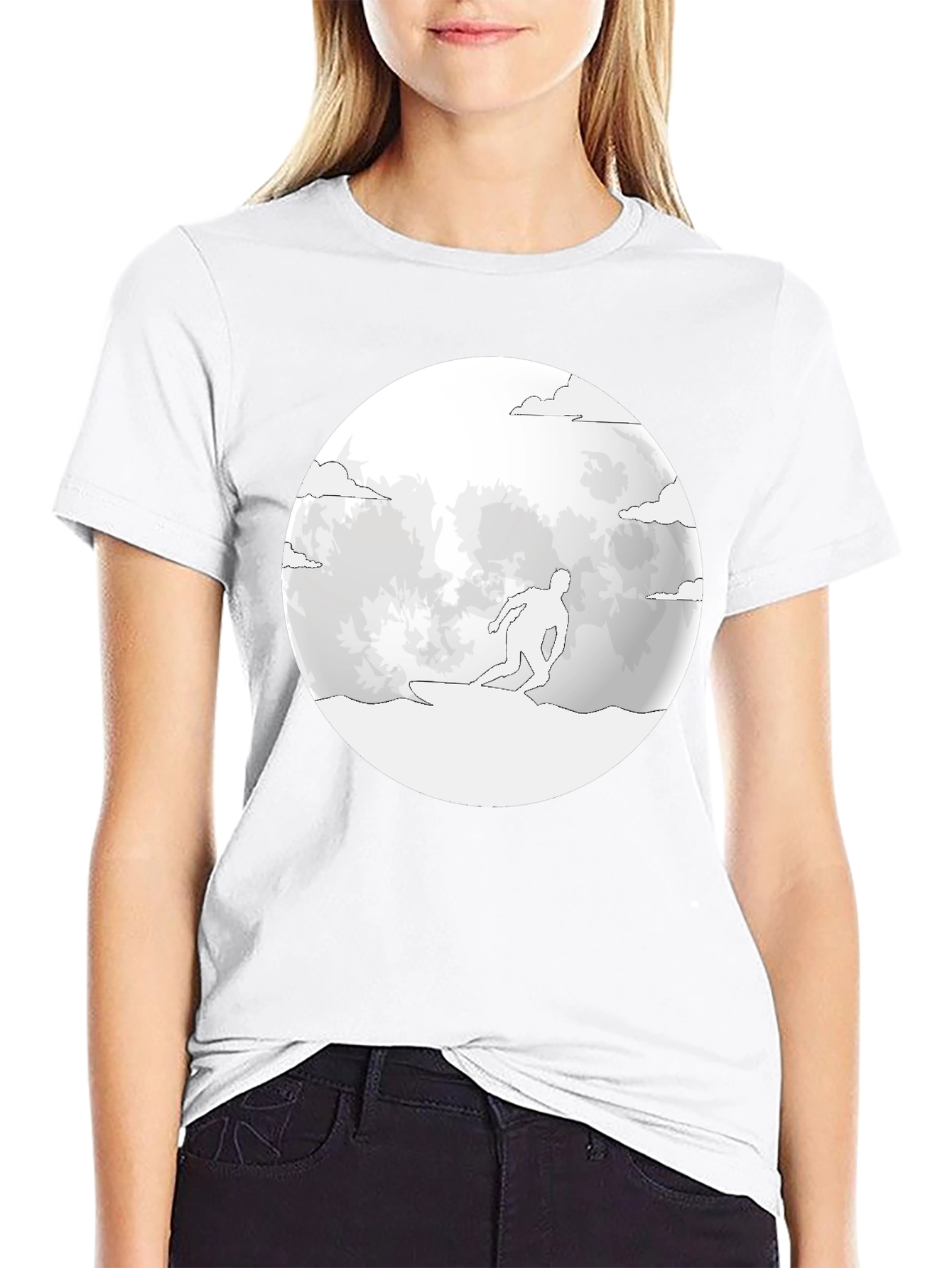 Surfing Moon T-Shirt - Black Tee
