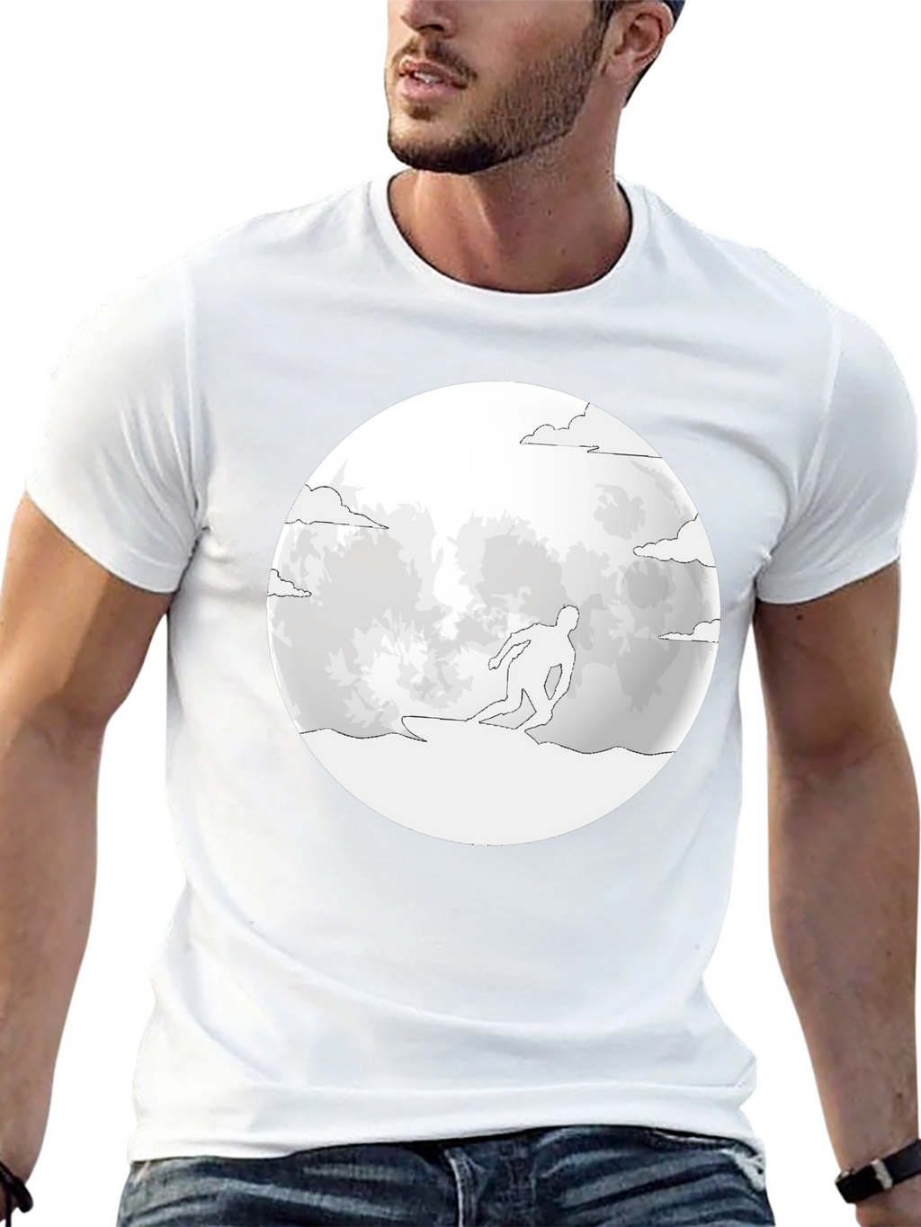 Surfing Moon T-Shirt - Black Tee