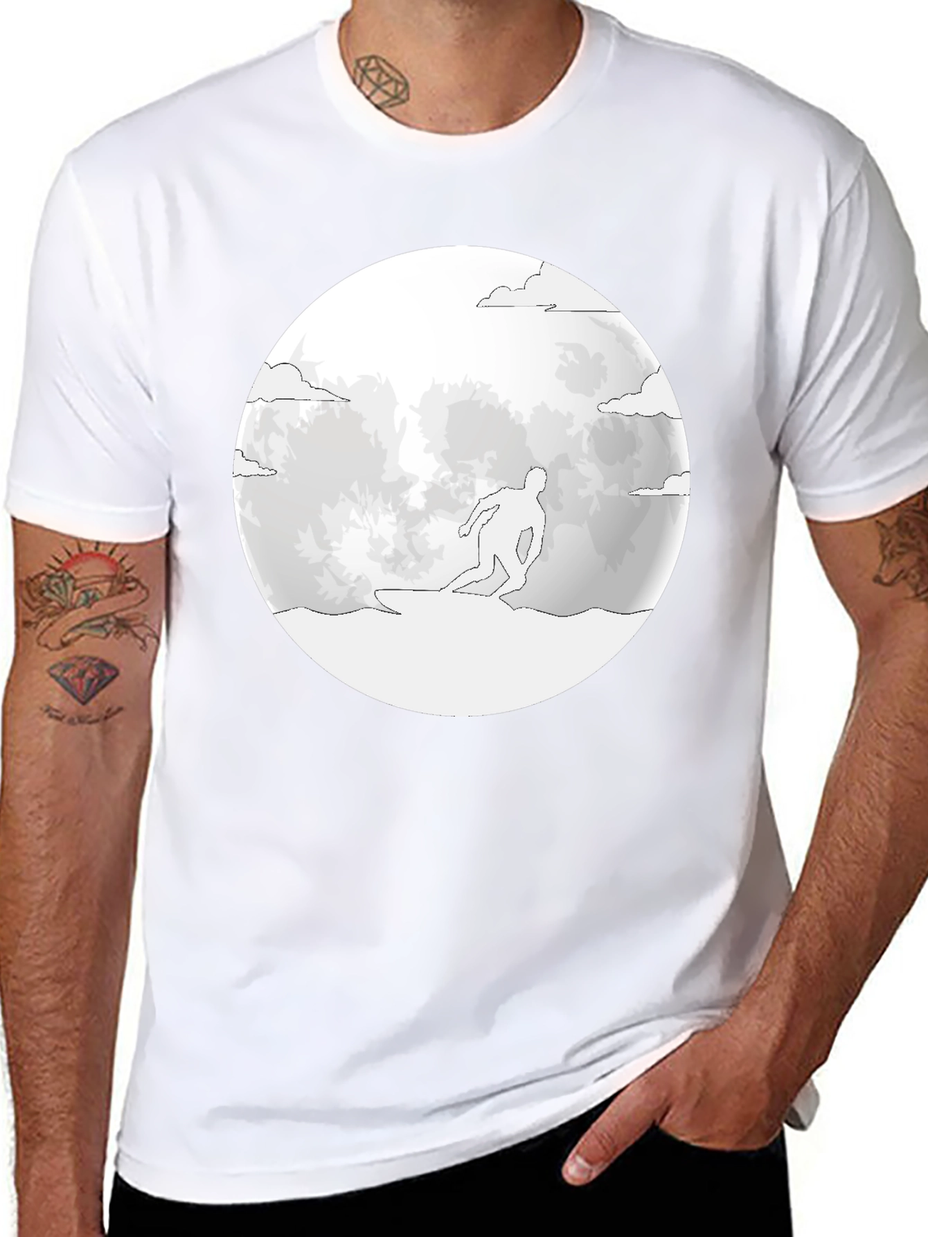 Surfing Moon T-Shirt - Black Tee