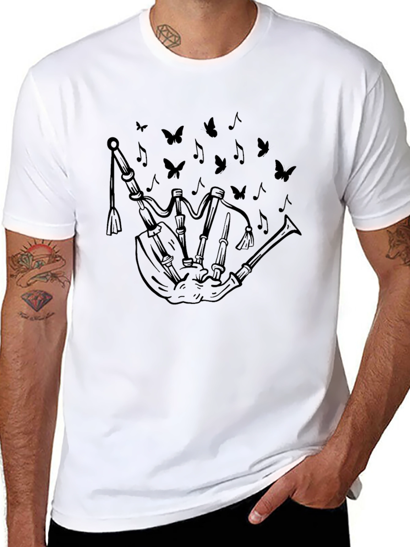 Bagpipe Graphic T-Shirt - Black