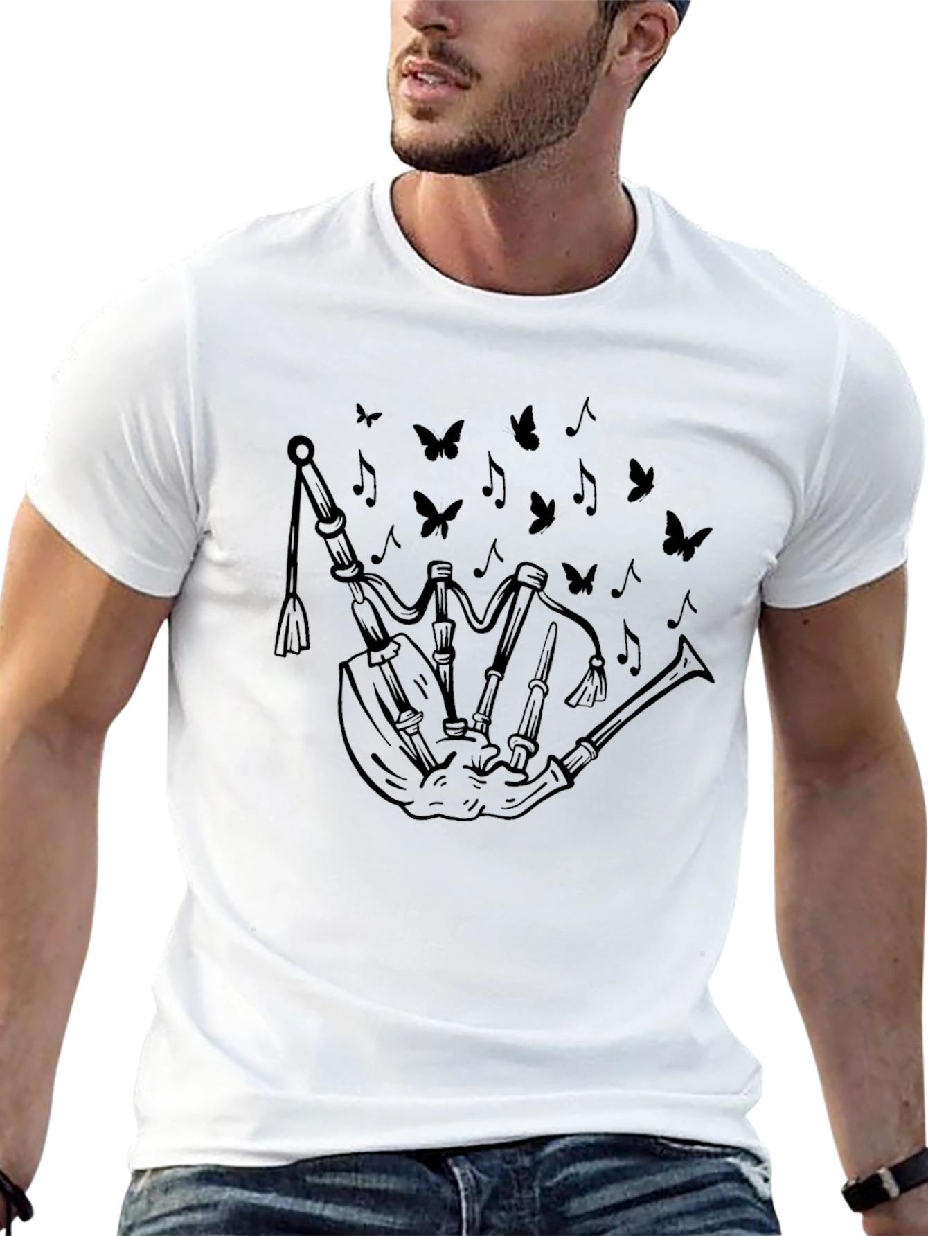 Bagpipe Graphic T-Shirt - Black