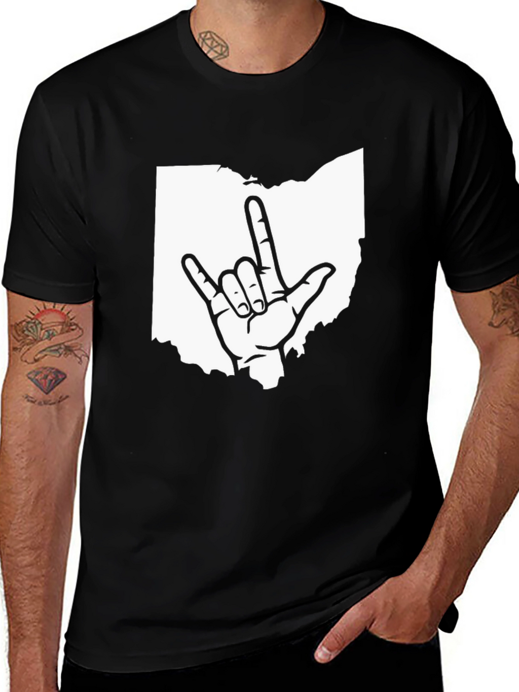 Ohio State I Love You Sign Black T-Shirt