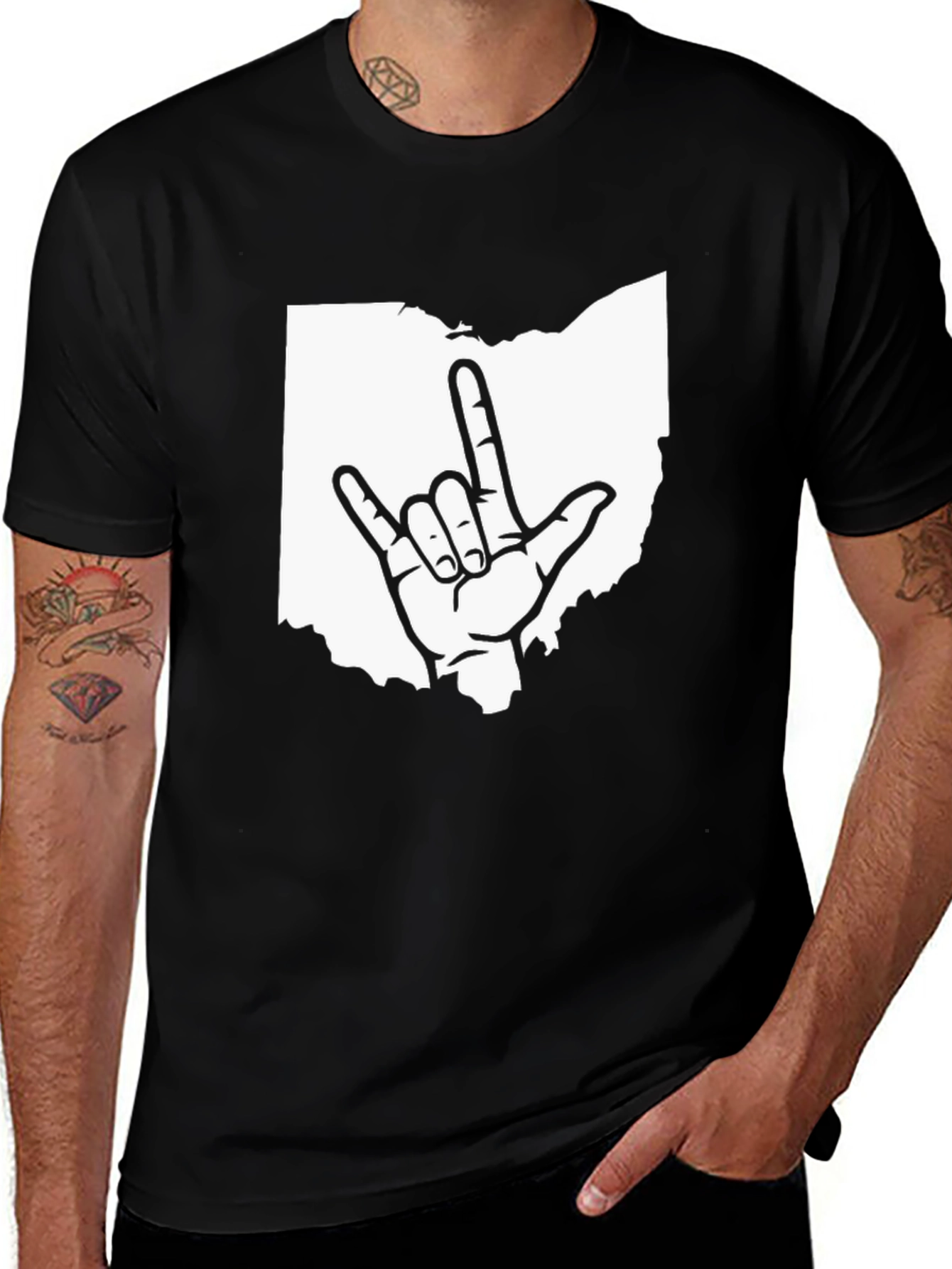 Ohio State I Love You Sign Black T-Shirt