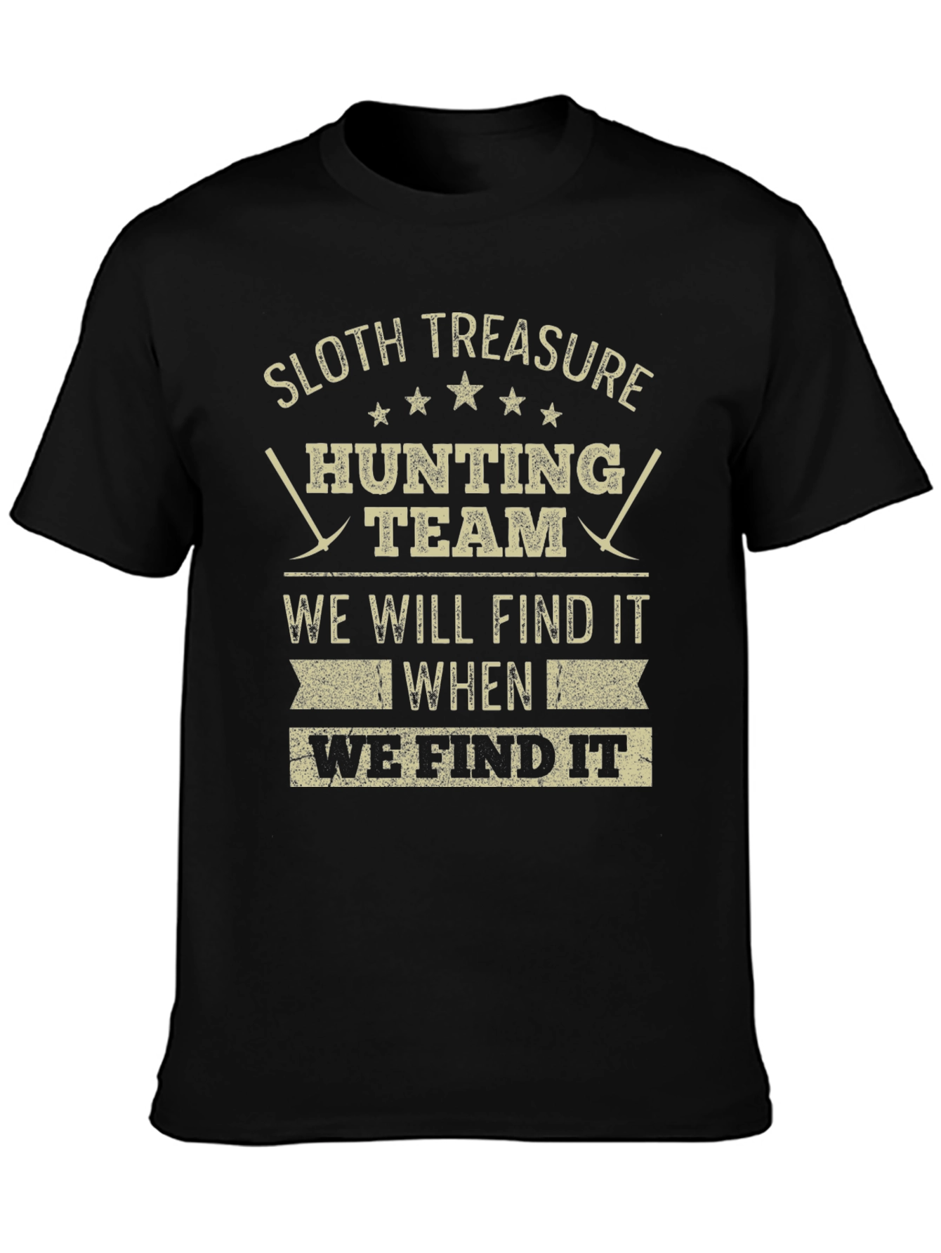 Sloth Treasure Hunting Team Black Graphic Tee