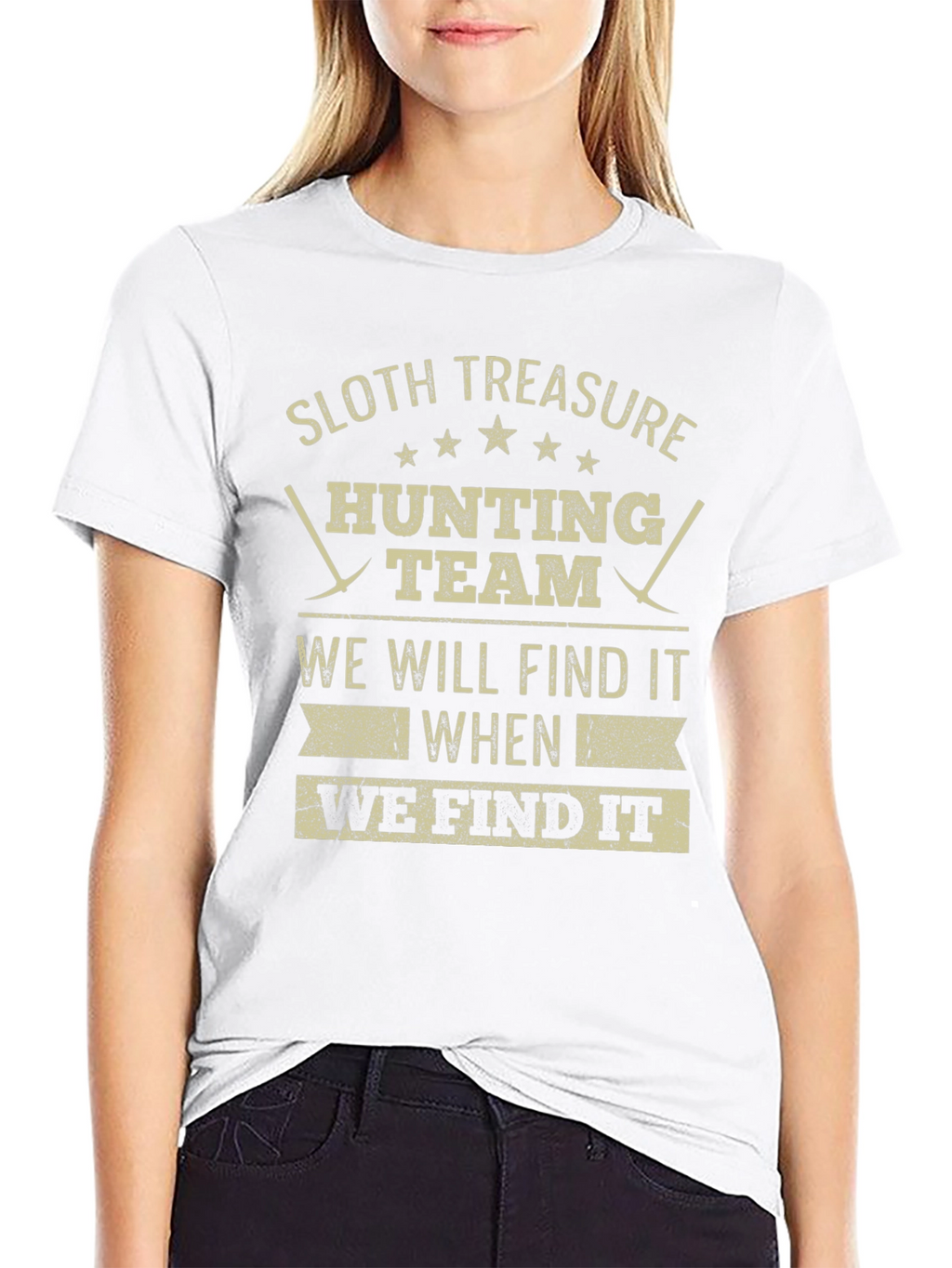 Sloth Treasure Hunting Team Black Graphic Tee