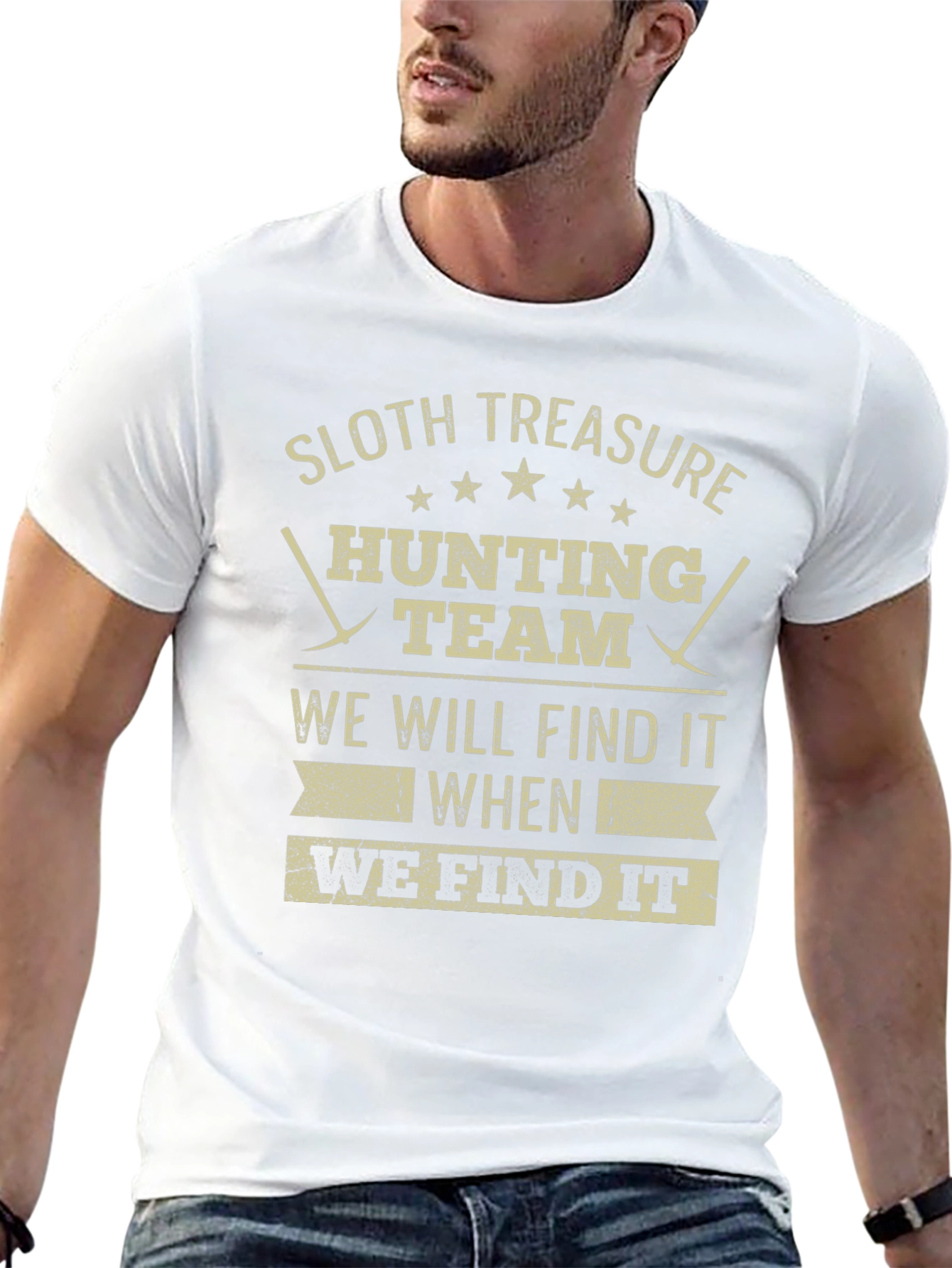 Sloth Treasure Hunting Team Black Graphic Tee
