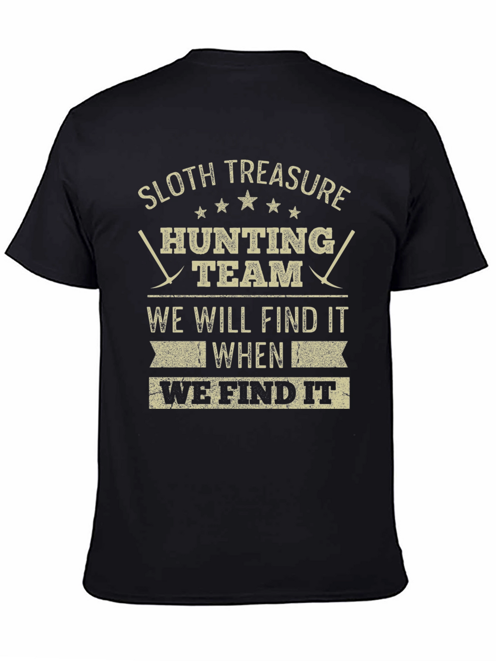 Sloth Treasure Hunting Team Black Graphic Tee