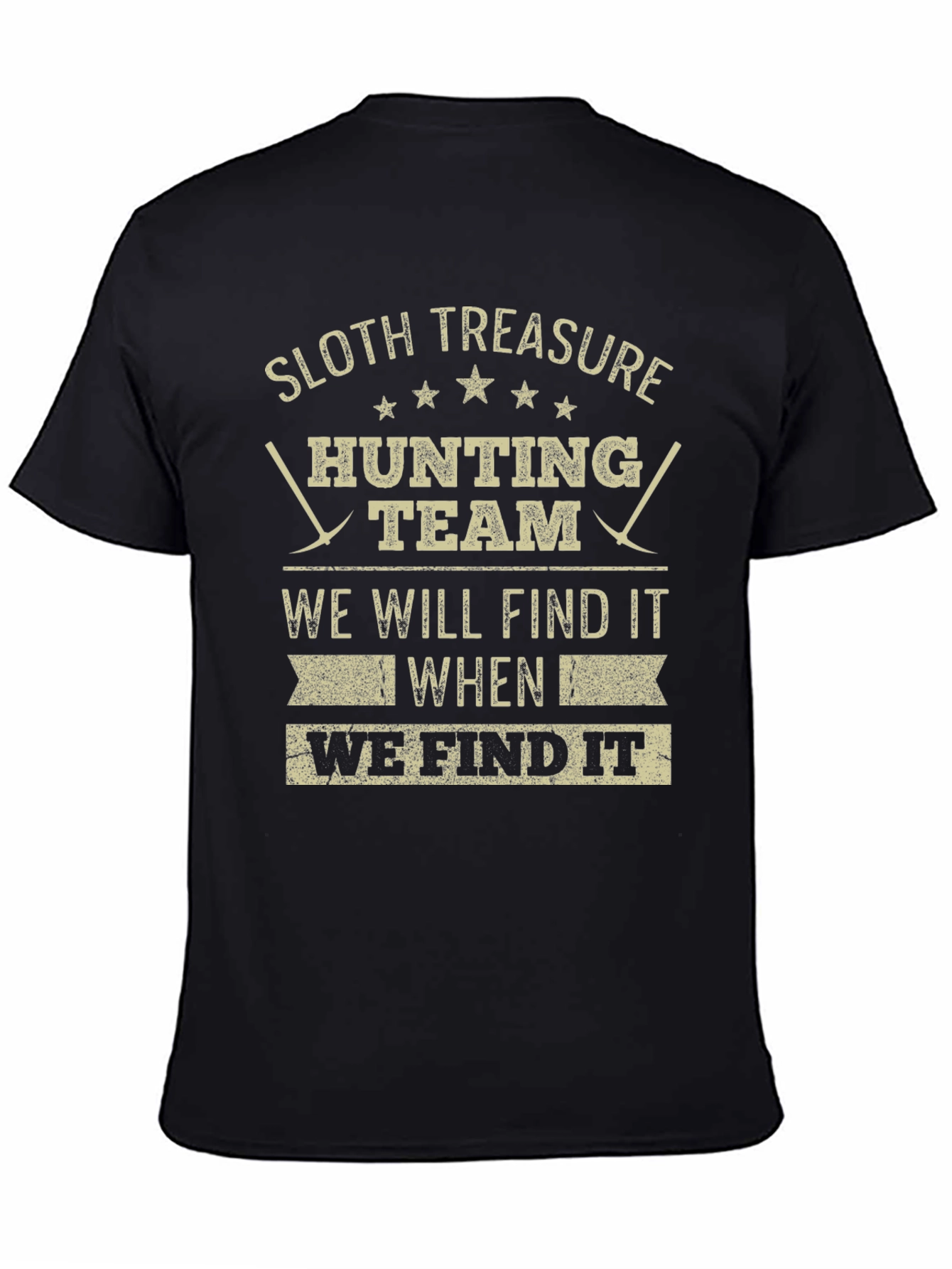 Sloth Treasure Hunting Team Black Graphic Tee