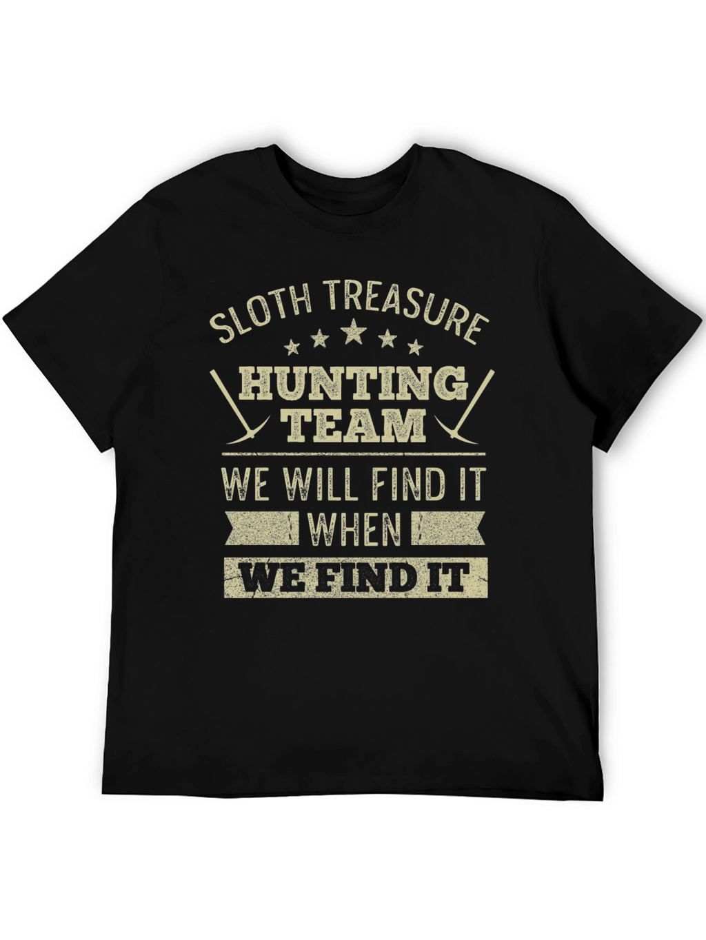 Sloth Treasure Hunting Team Black Graphic Tee