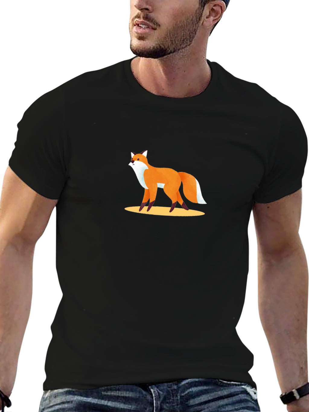 Fox Graphic Tee - Stylish Black T-Shirt