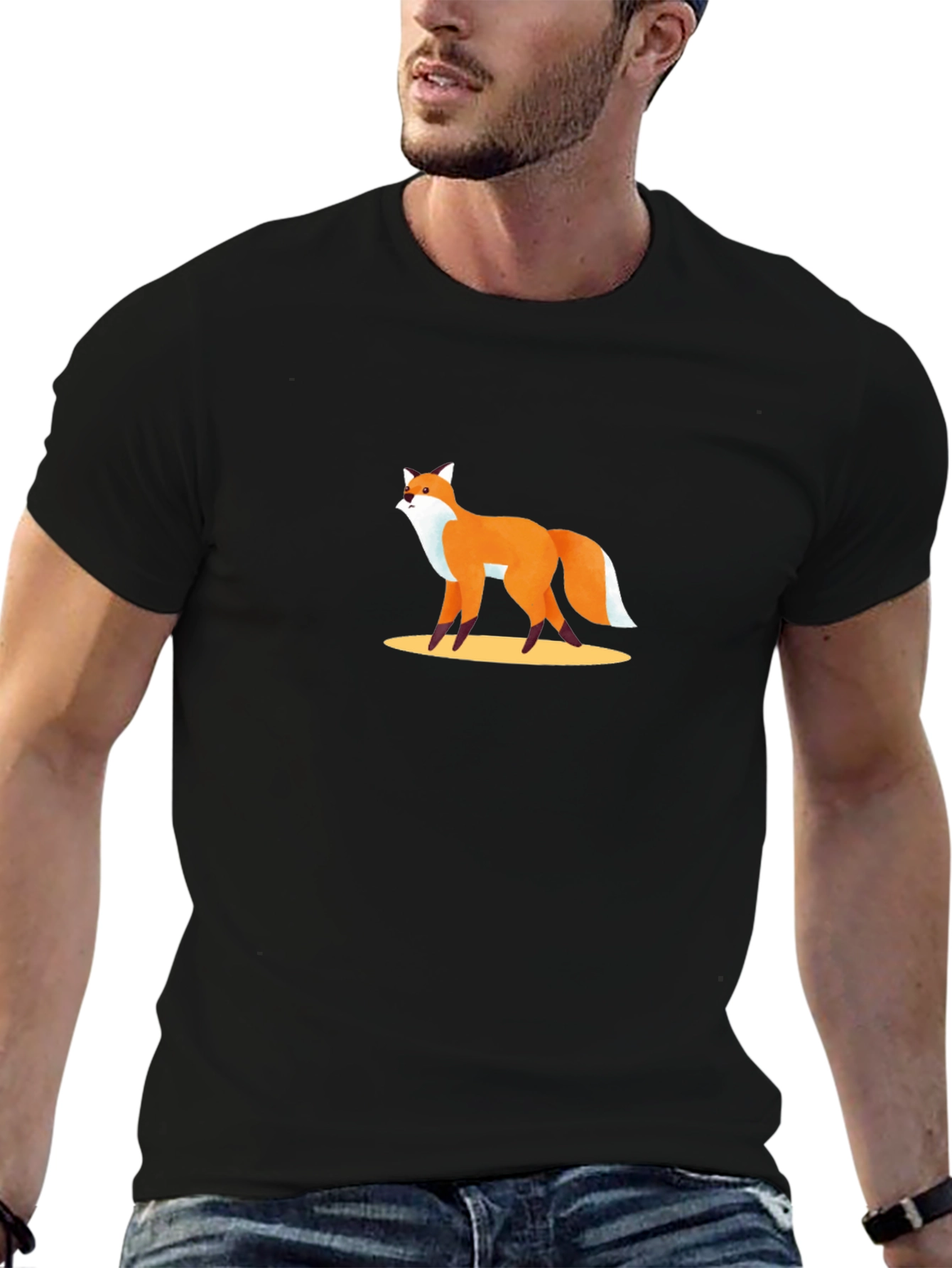 Fox Graphic Tee - Stylish Black T-Shirt