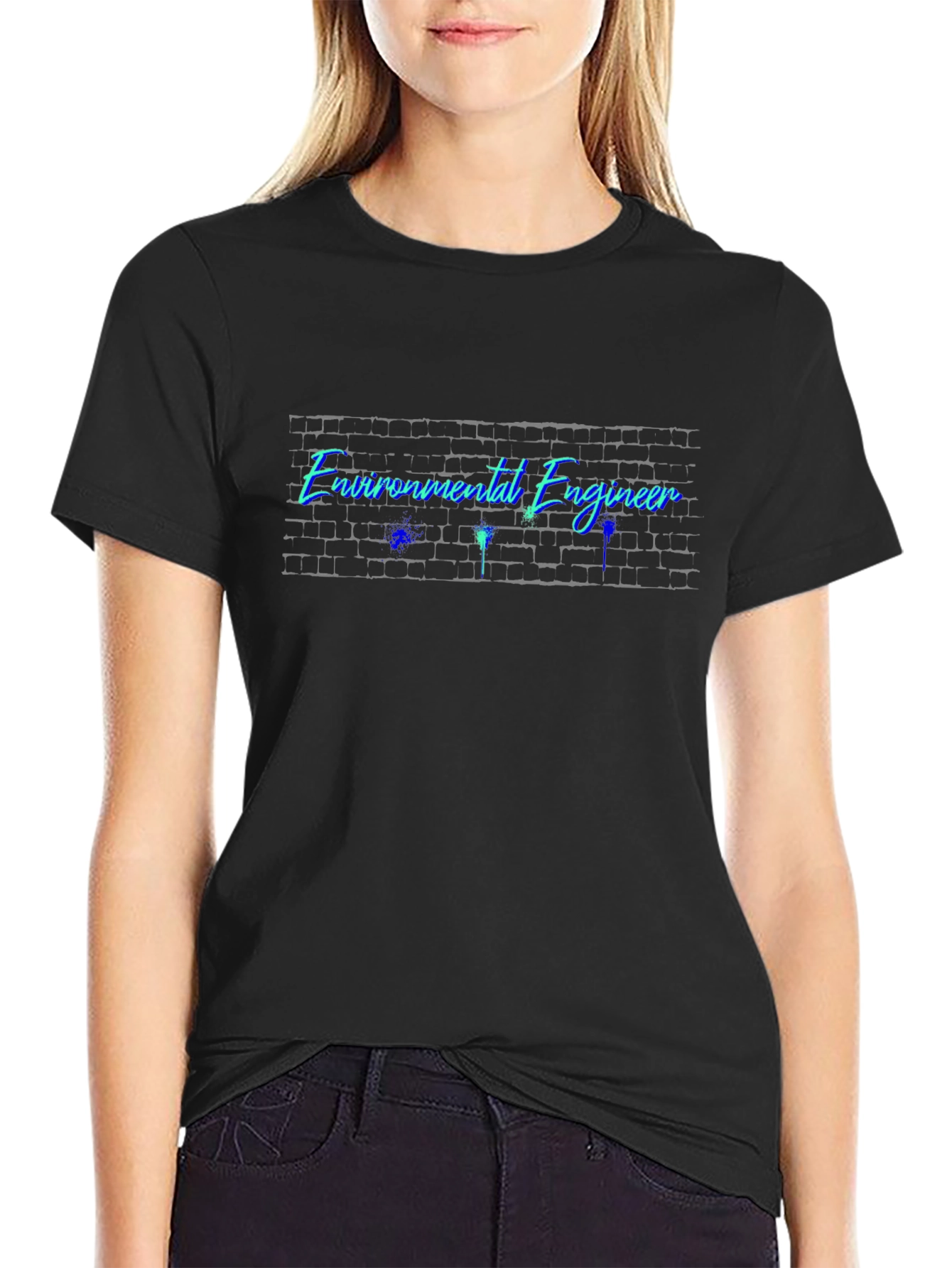 Environmental Engineer Brick Wall T-Shirt - Black