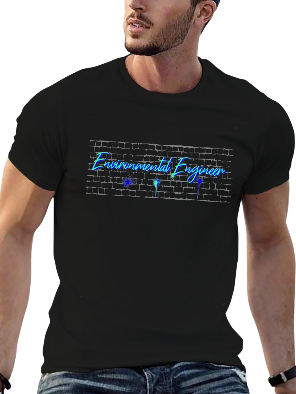 Environmental Engineer Brick Wall T-Shirt - Black