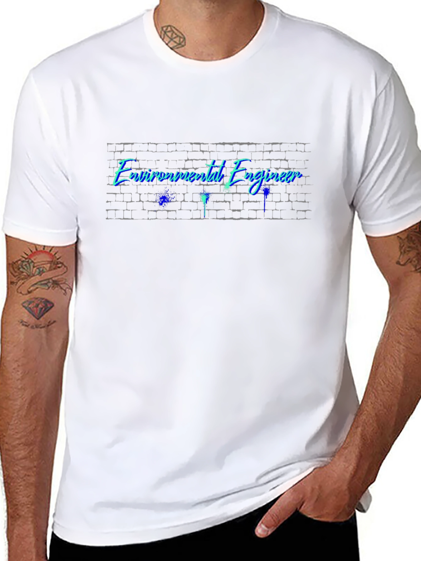 Environmental Engineer Brick Wall T-Shirt - Black