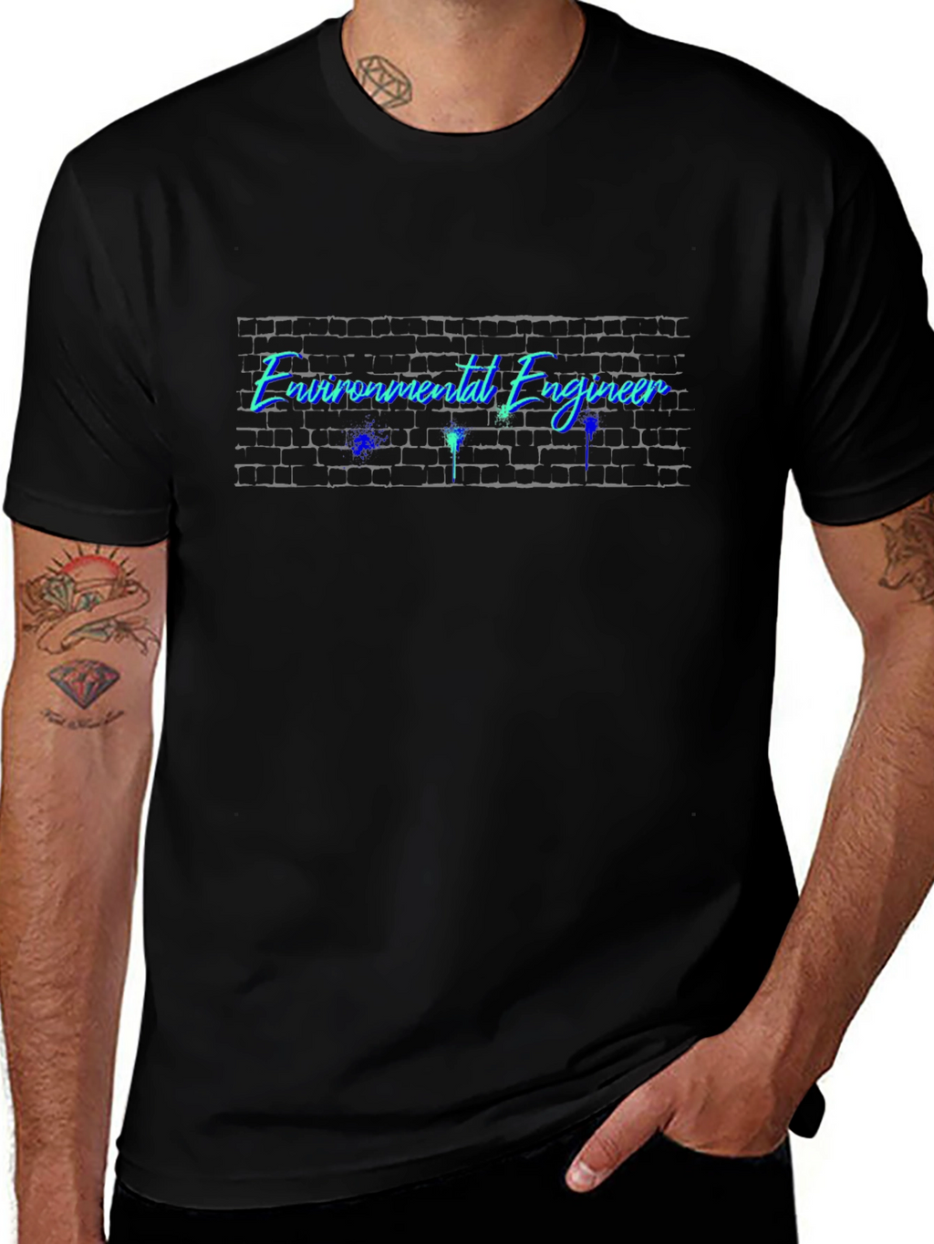 Environmental Engineer Brick Wall T-Shirt - Black