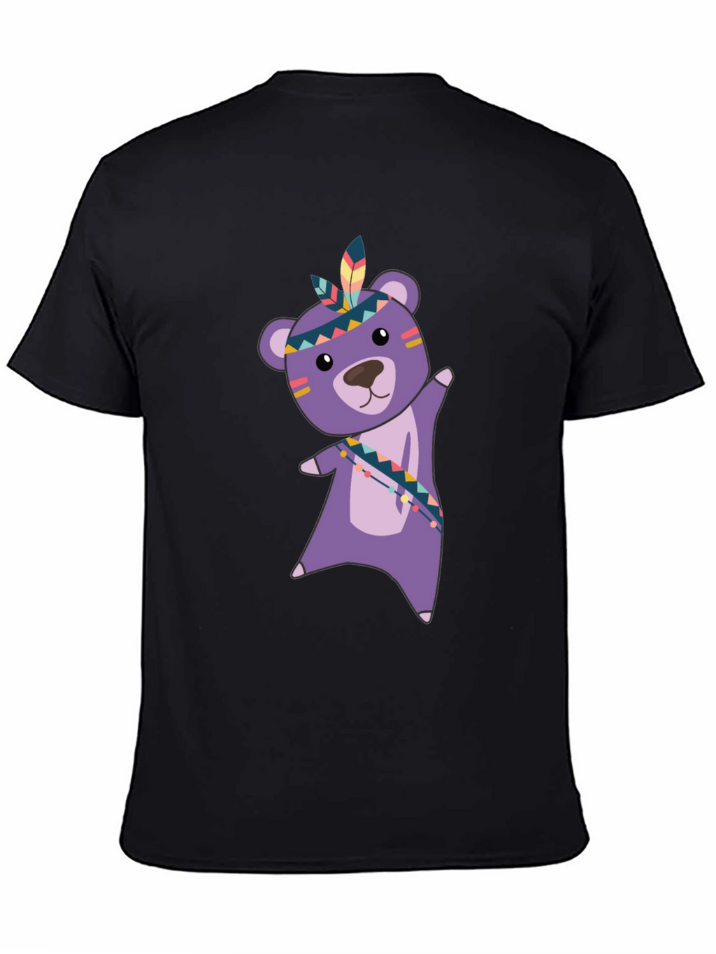 Cute Bear Graphic Tee - Black Cotton T-Shirt