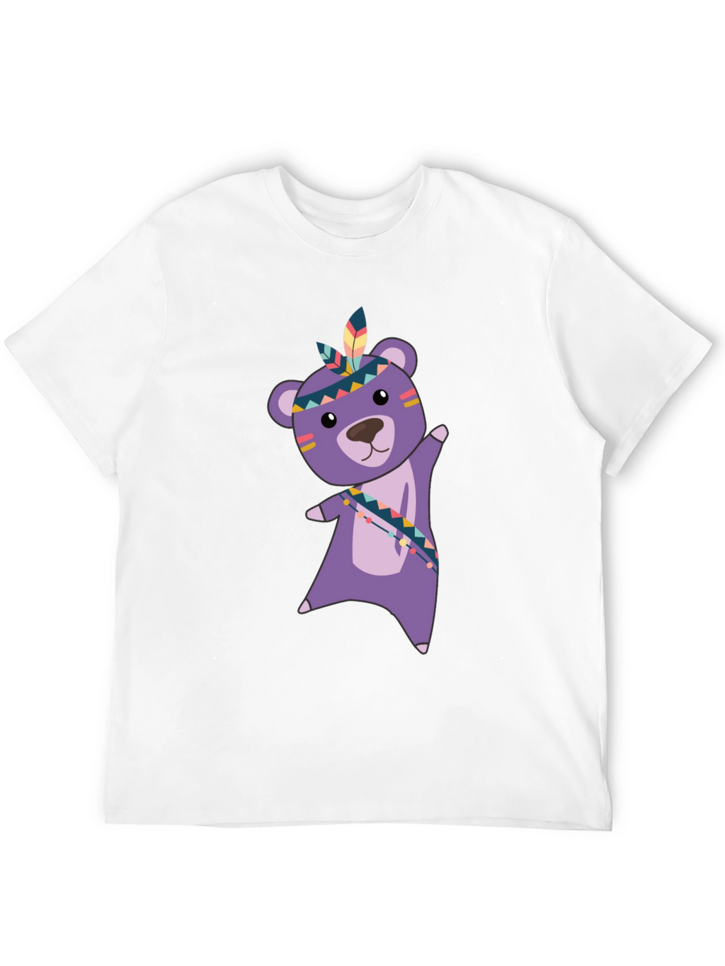 Cute Bear Graphic Tee - Black Cotton T-Shirt