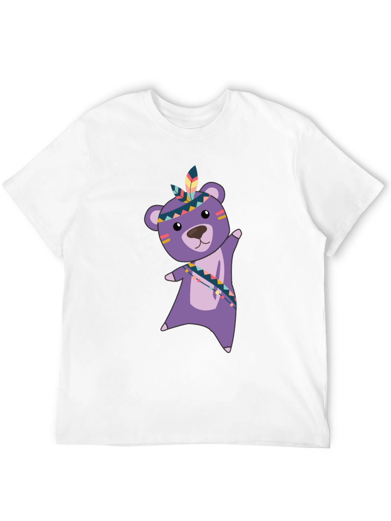 Cute Bear Graphic Tee - Black Cotton T-Shirt