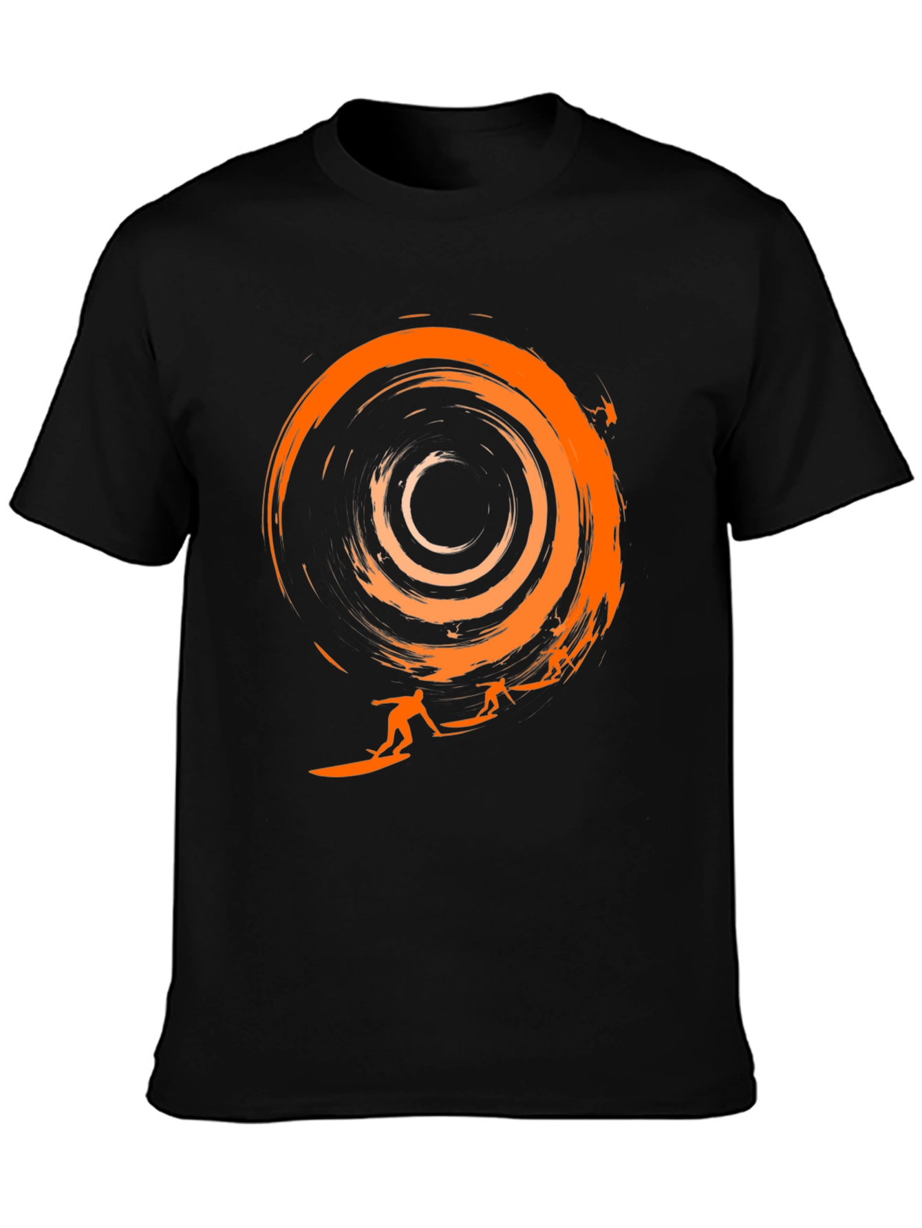 Surfer Silhouette Graphic Tee - Black Cotton T-Shirt