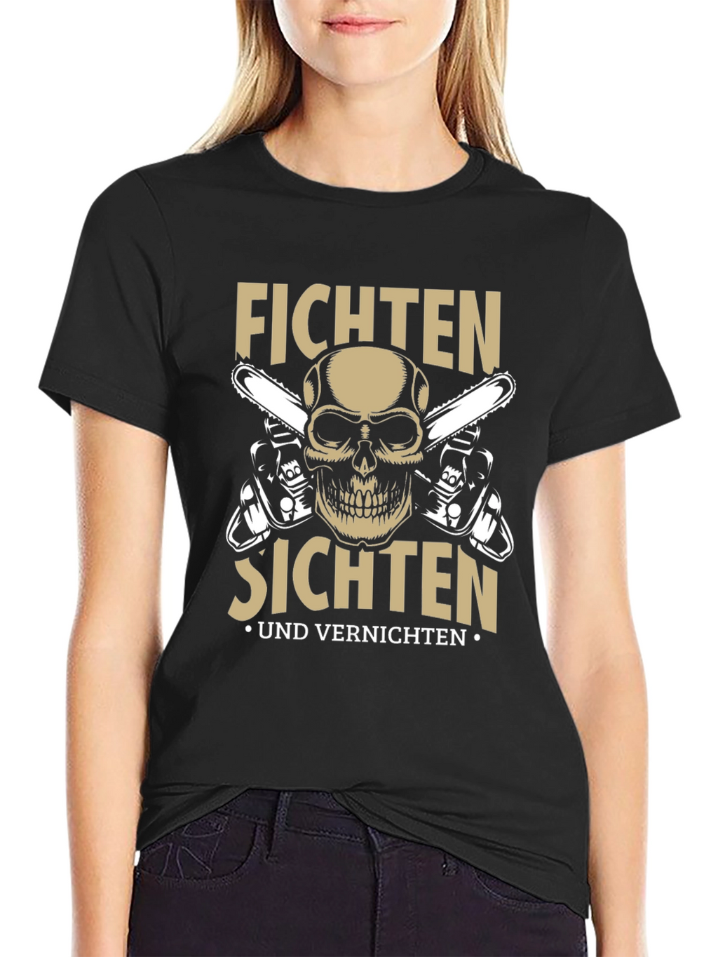 Fichten Sichten T-Shirt with Skull & Chainsaws
