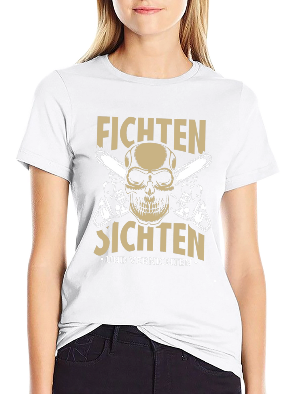 Fichten Sichten T-Shirt with Skull & Chainsaws