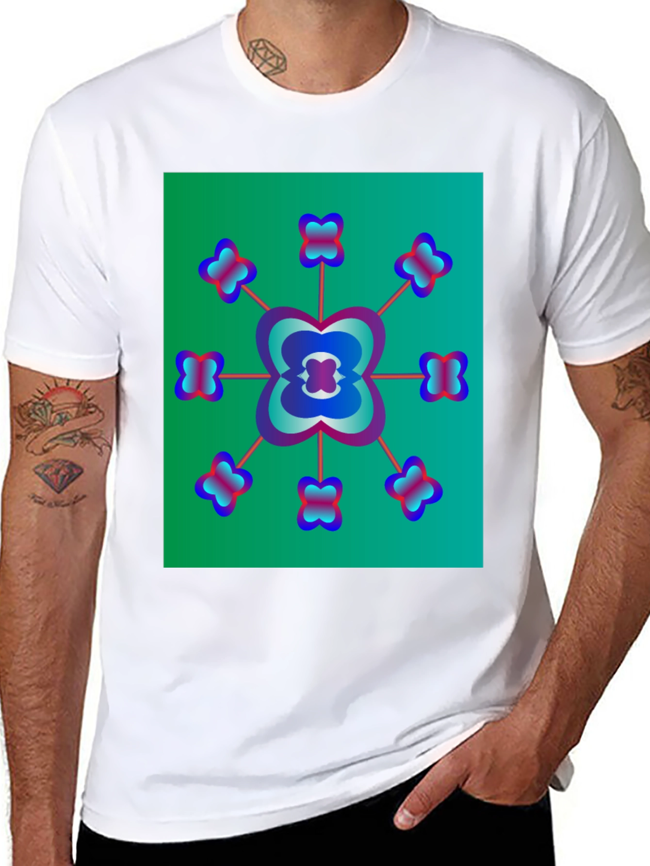 Abstract Floral Graphic Tee - Modern Black T-Shirt