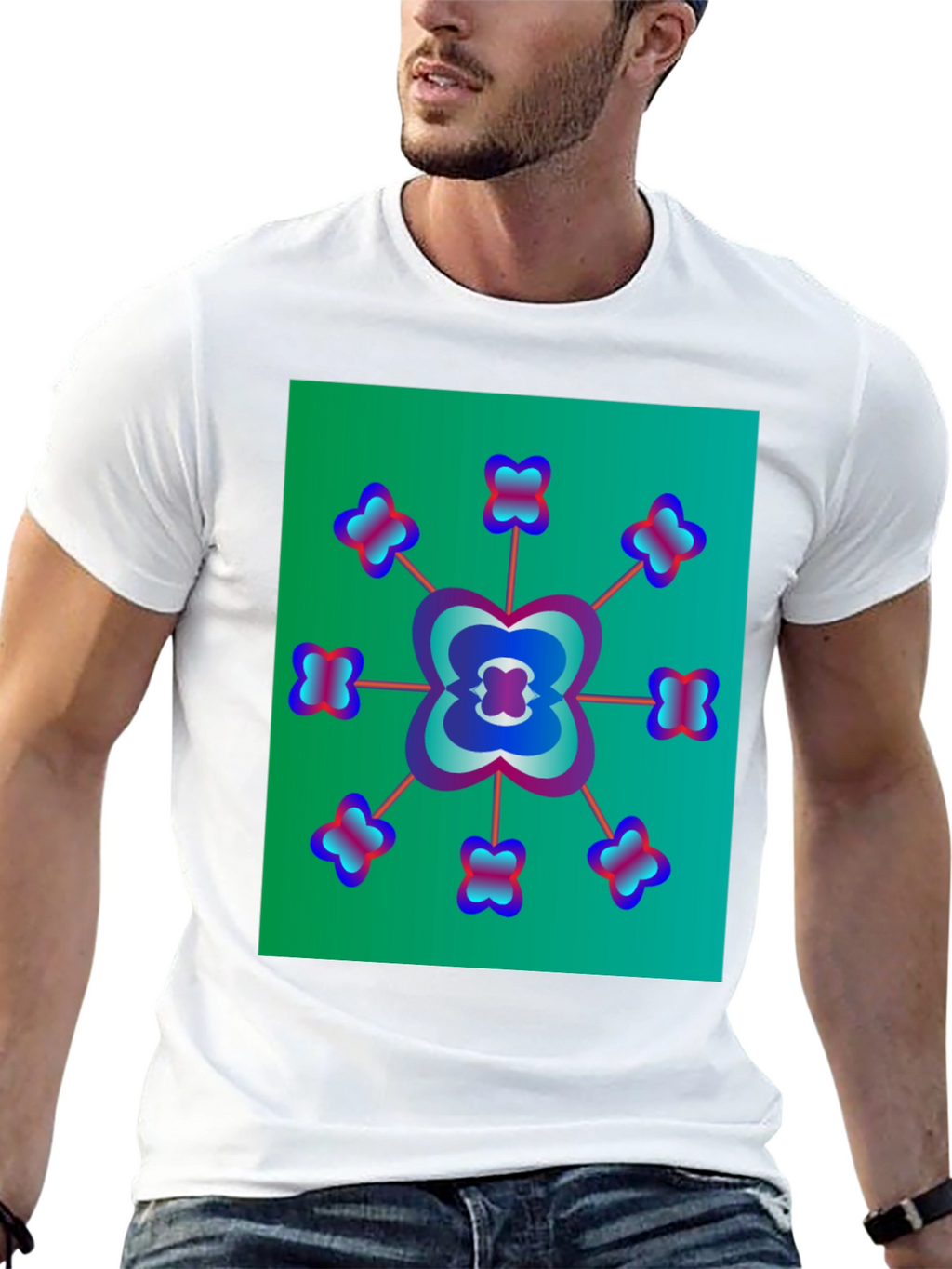 Abstract Floral Graphic Tee - Modern Black T-Shirt