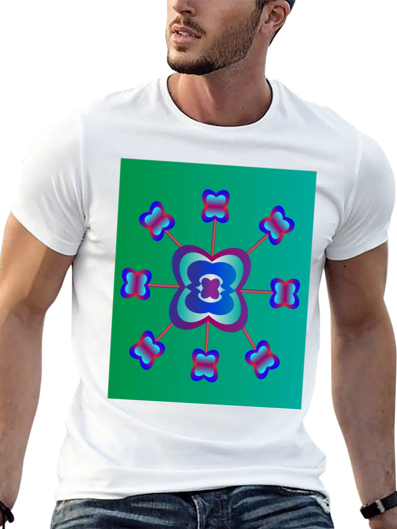 Abstract Floral Graphic Tee - Modern Black T-Shirt