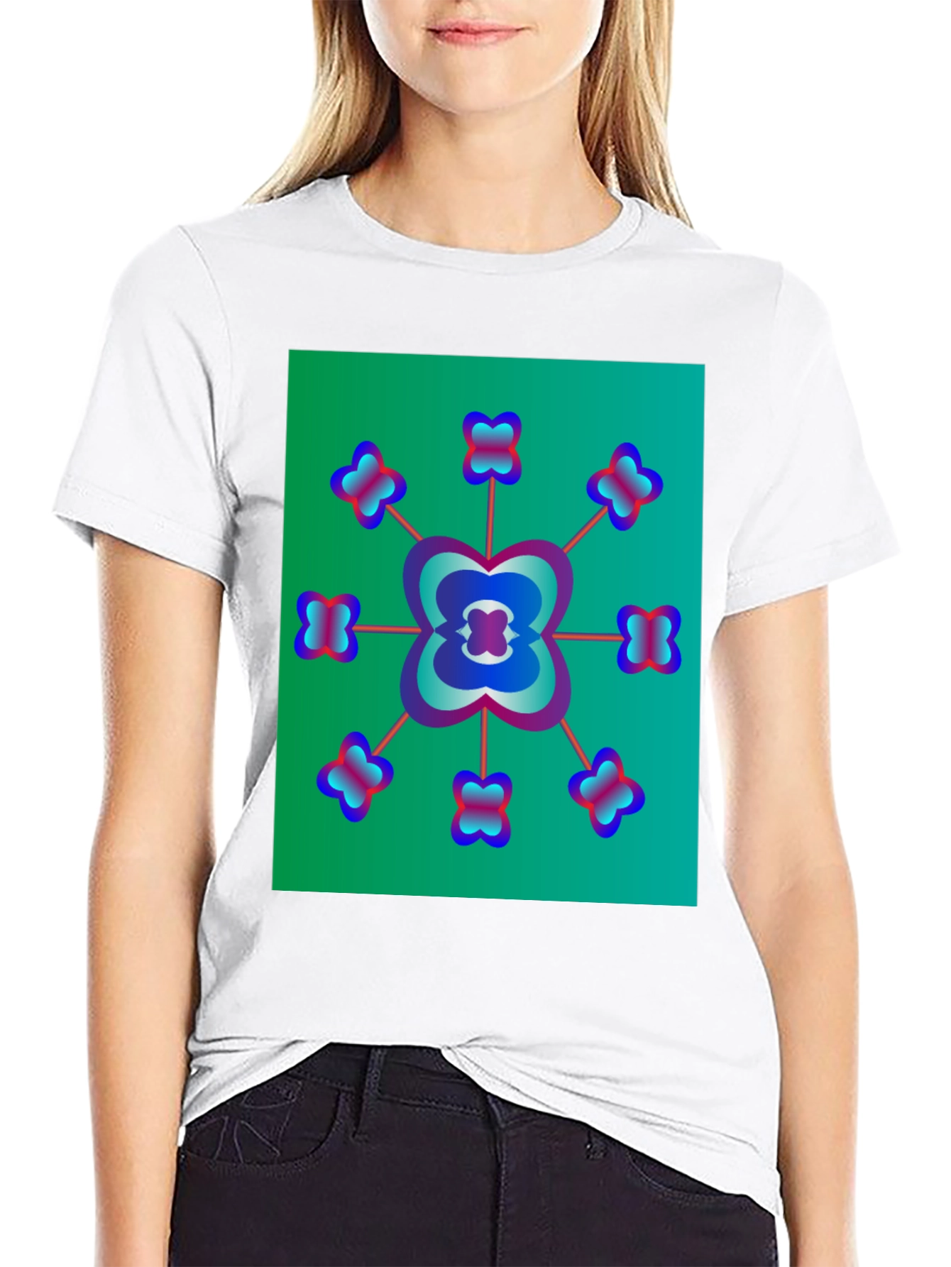Abstract Floral Graphic Tee - Modern Black T-Shirt
