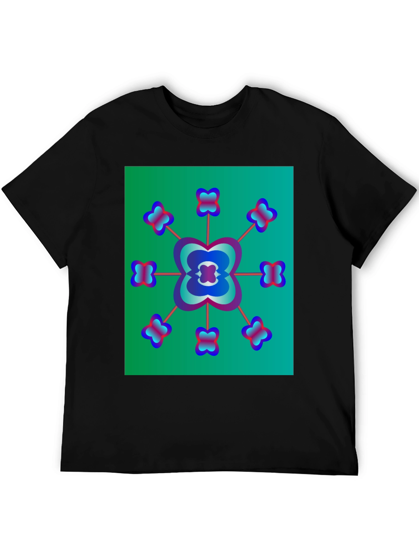 Abstract Floral Graphic Tee - Modern Black T-Shirt