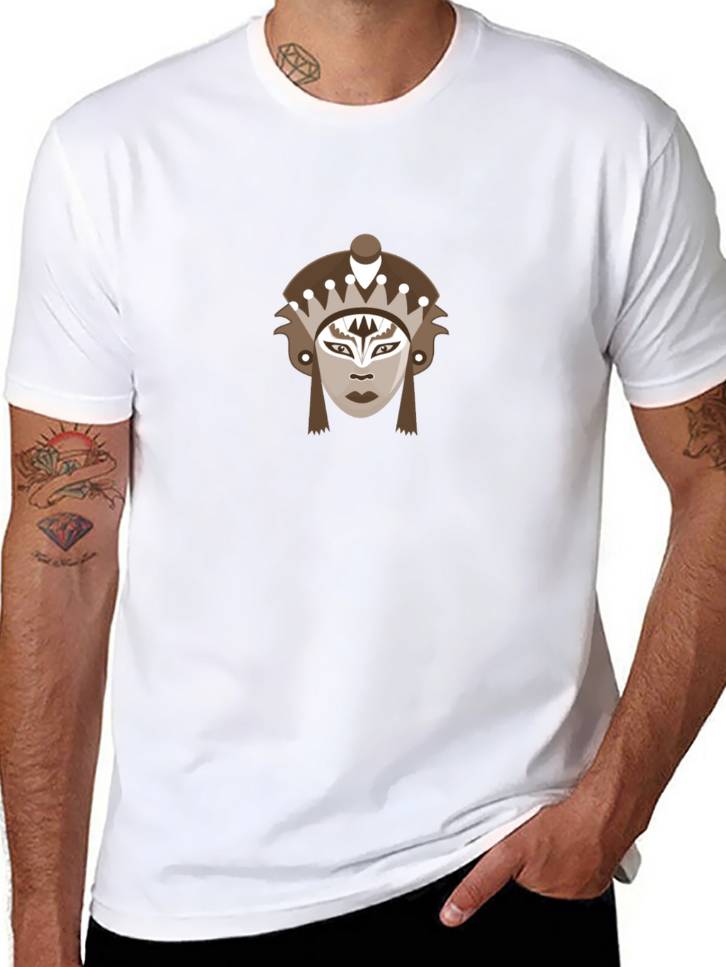 Tribal Mask Graphic Tee - Stylish and Unique