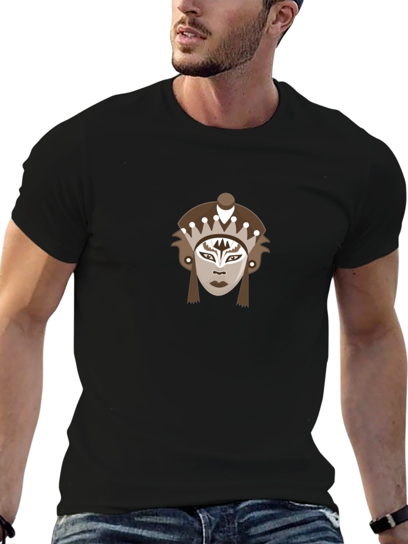 Tribal Mask Graphic Tee - Stylish and Unique